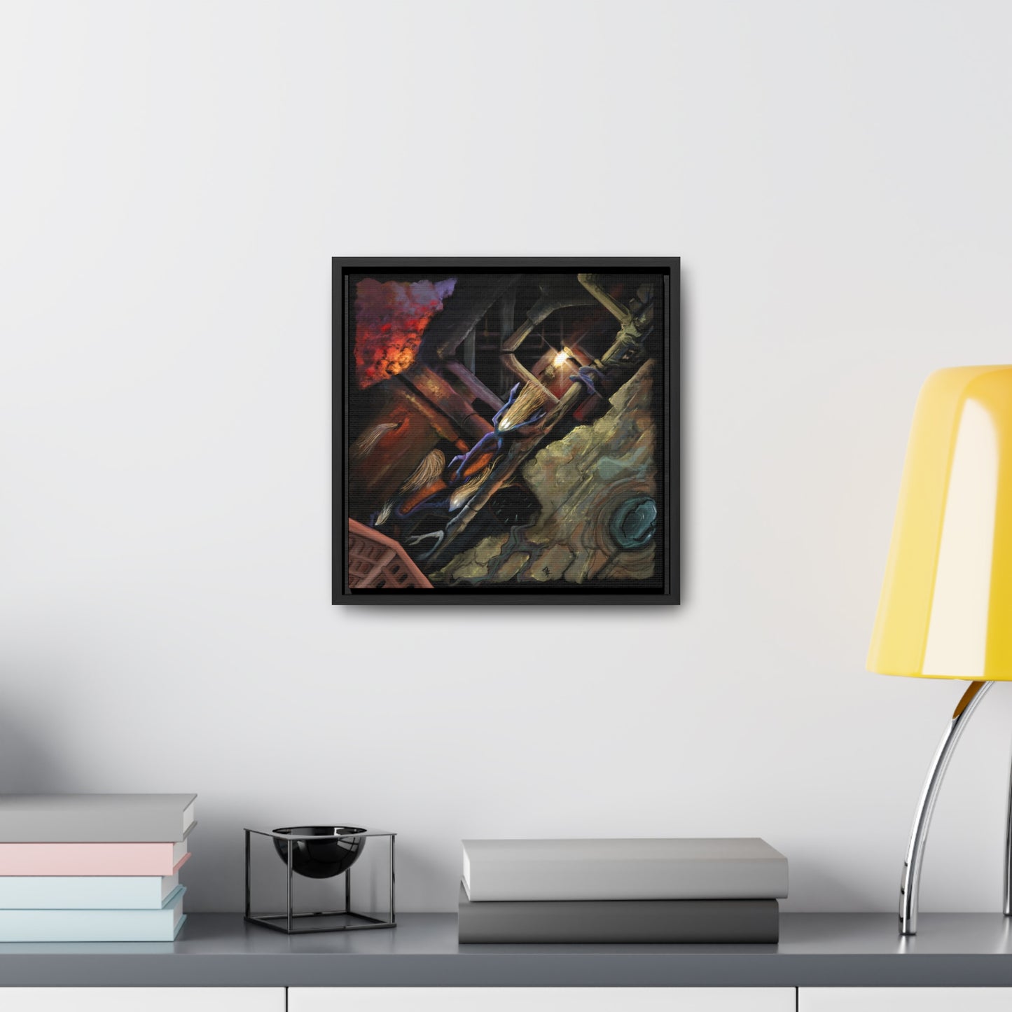 What Dwells in the Pipes Gallery Canvas Wrap in Square Frame
