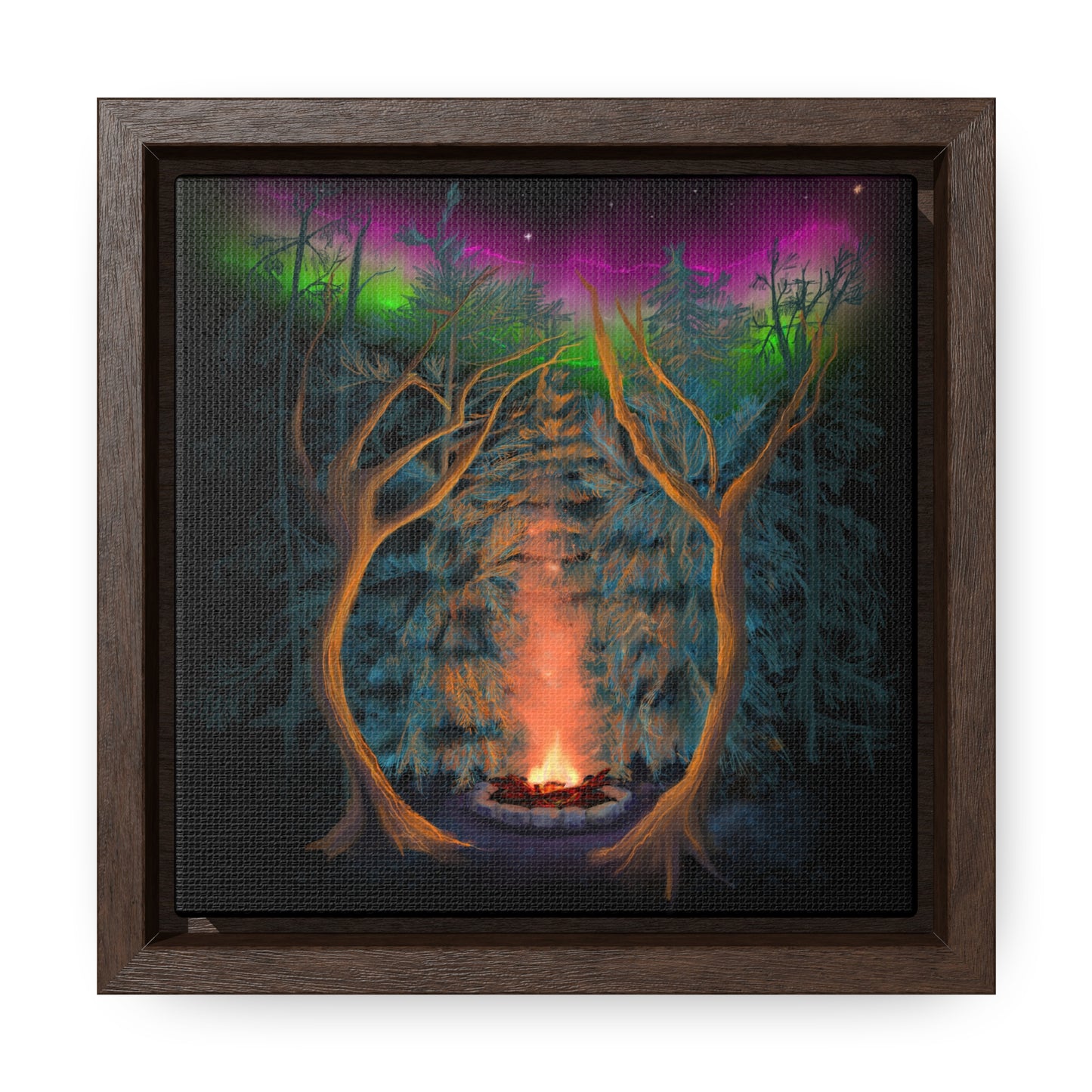 Northwoods Campfire Gallery Canvas Wrap framed