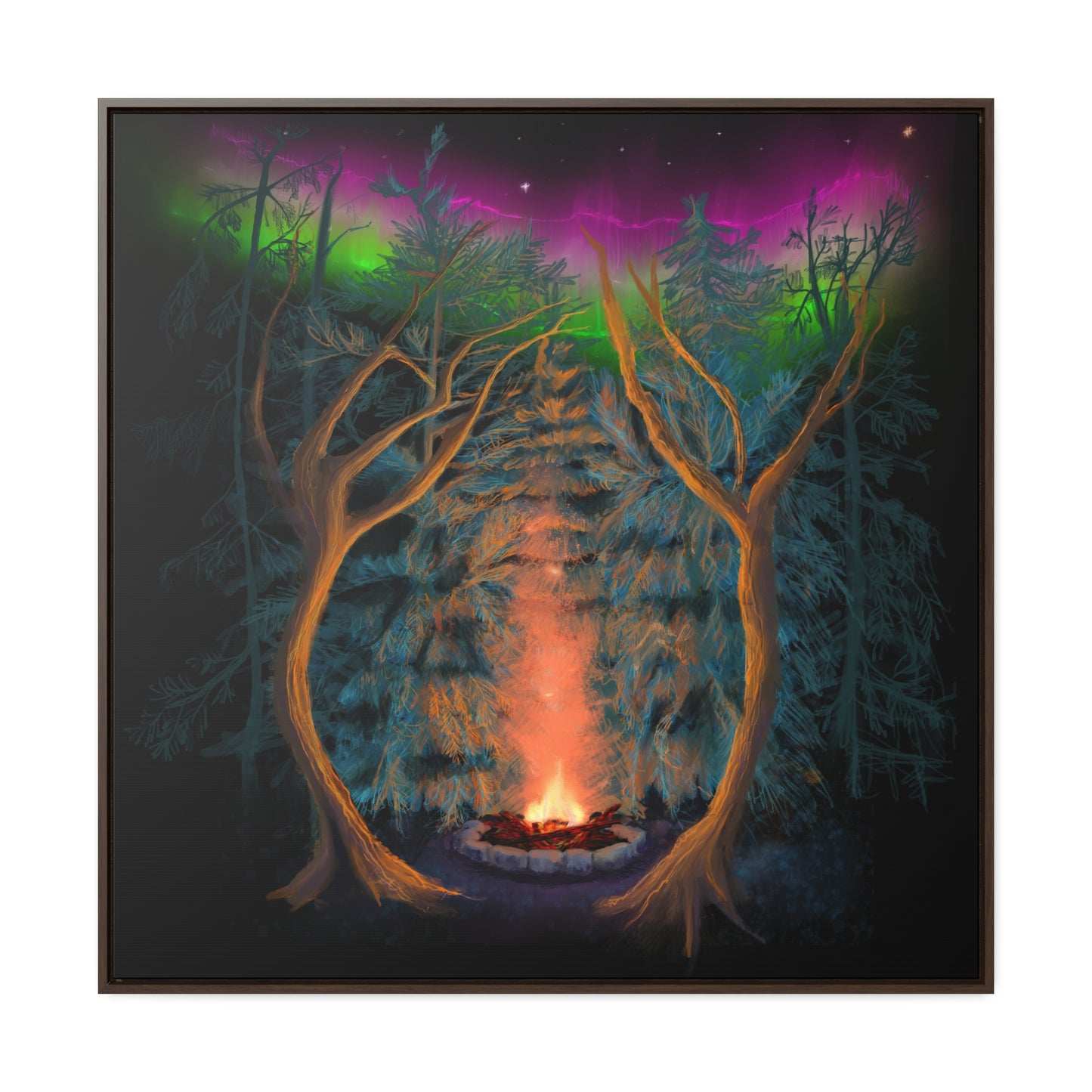 Northwoods Campfire Gallery Canvas Wrap framed