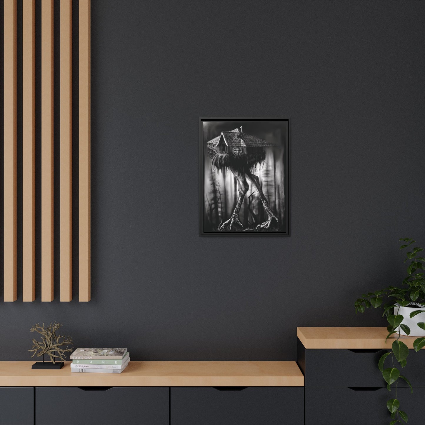 Baba Yagas Cabin Matte Canvas, Framed