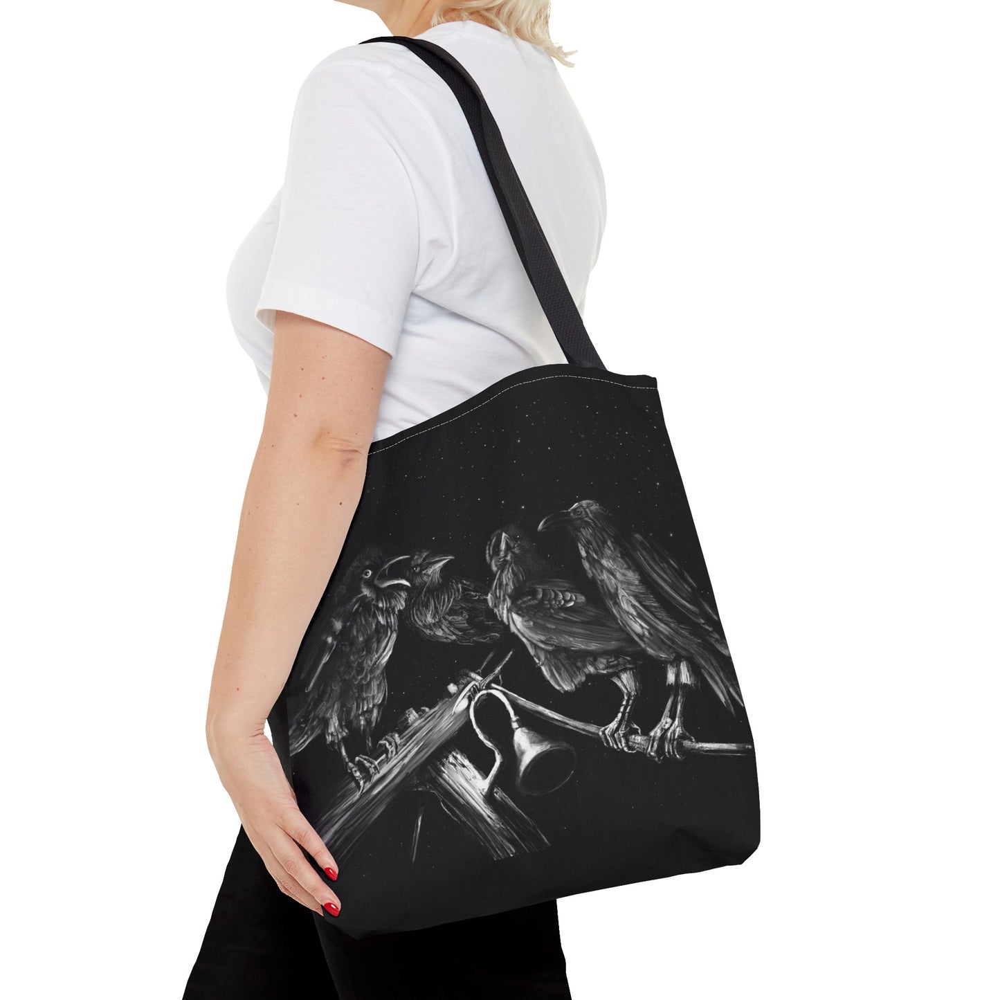 Ravens Muse at the Stars Tote Bag