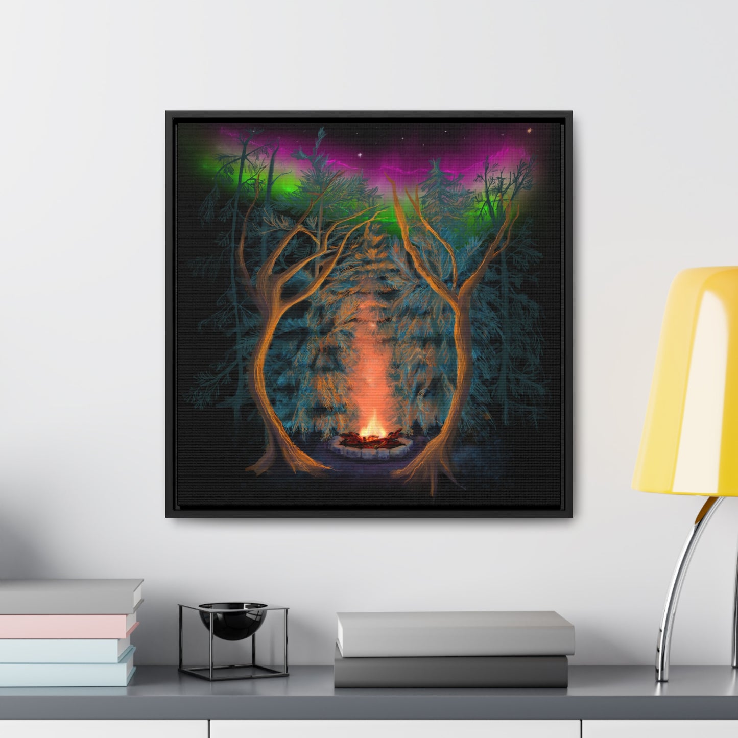 Northwoods Campfire Gallery Canvas Wrap framed