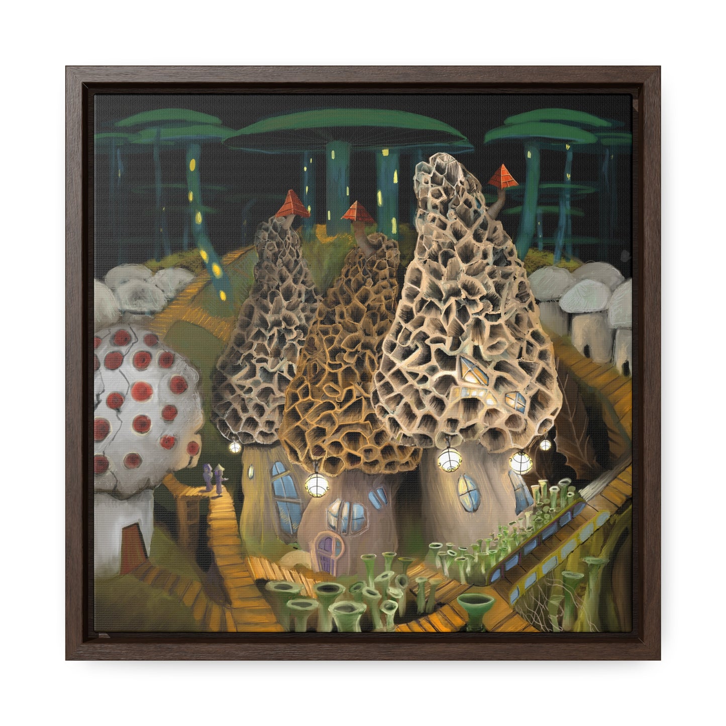 Mushroom City Outskirts Gallery Canvas Wrap, Square Frame