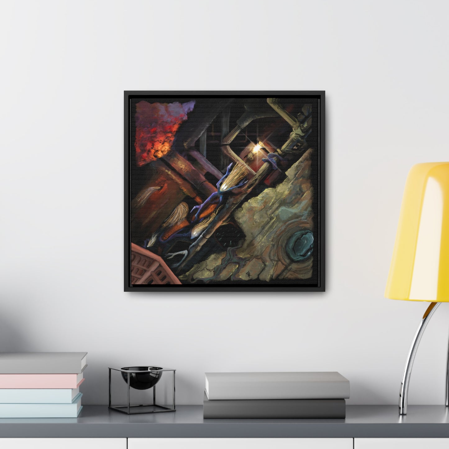 What Dwells in the Pipes Gallery Canvas Wrap in Square Frame