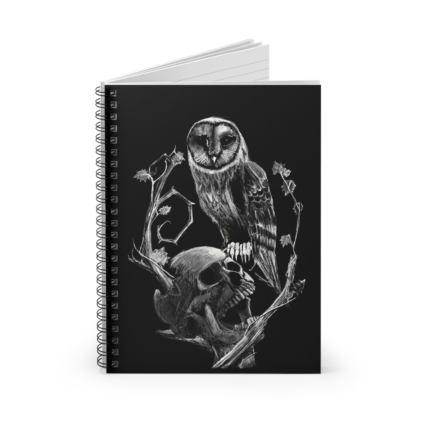 Skull and Owl Spiral Notebook - Ruled Line