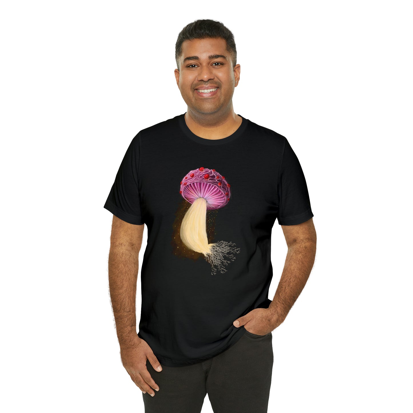 Mushroom with Spores Unisex Jersey Short Sleeve Tee