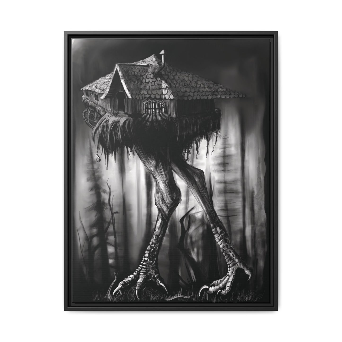 Baba Yagas Cabin Matte Canvas, Framed