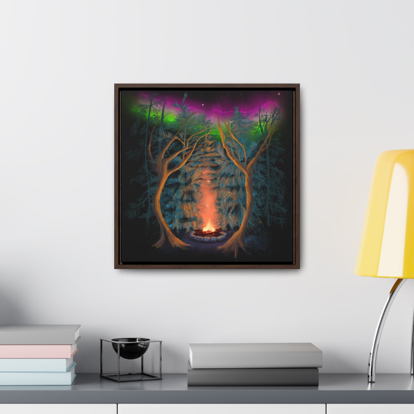 Northwoods Campfire Gallery Canvas Wrap framed