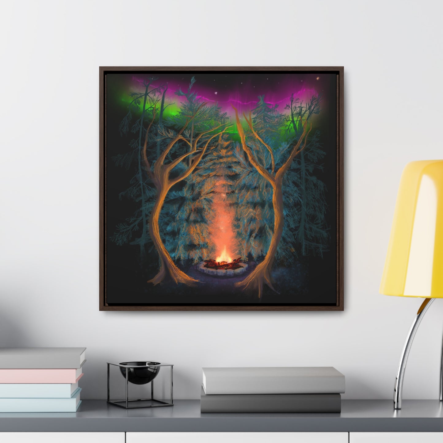 Northwoods Campfire Gallery Canvas Wrap framed