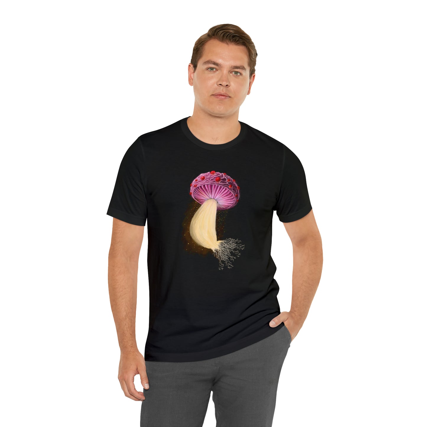 Mushroom with Spores Unisex Jersey Short Sleeve Tee