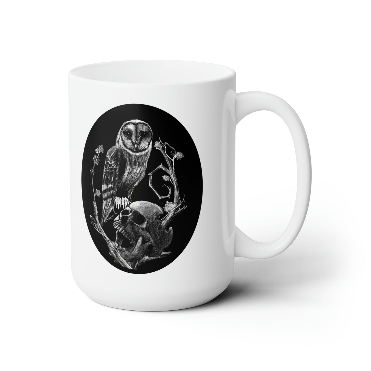 Skull and Owl Ceramic Mug 15oz