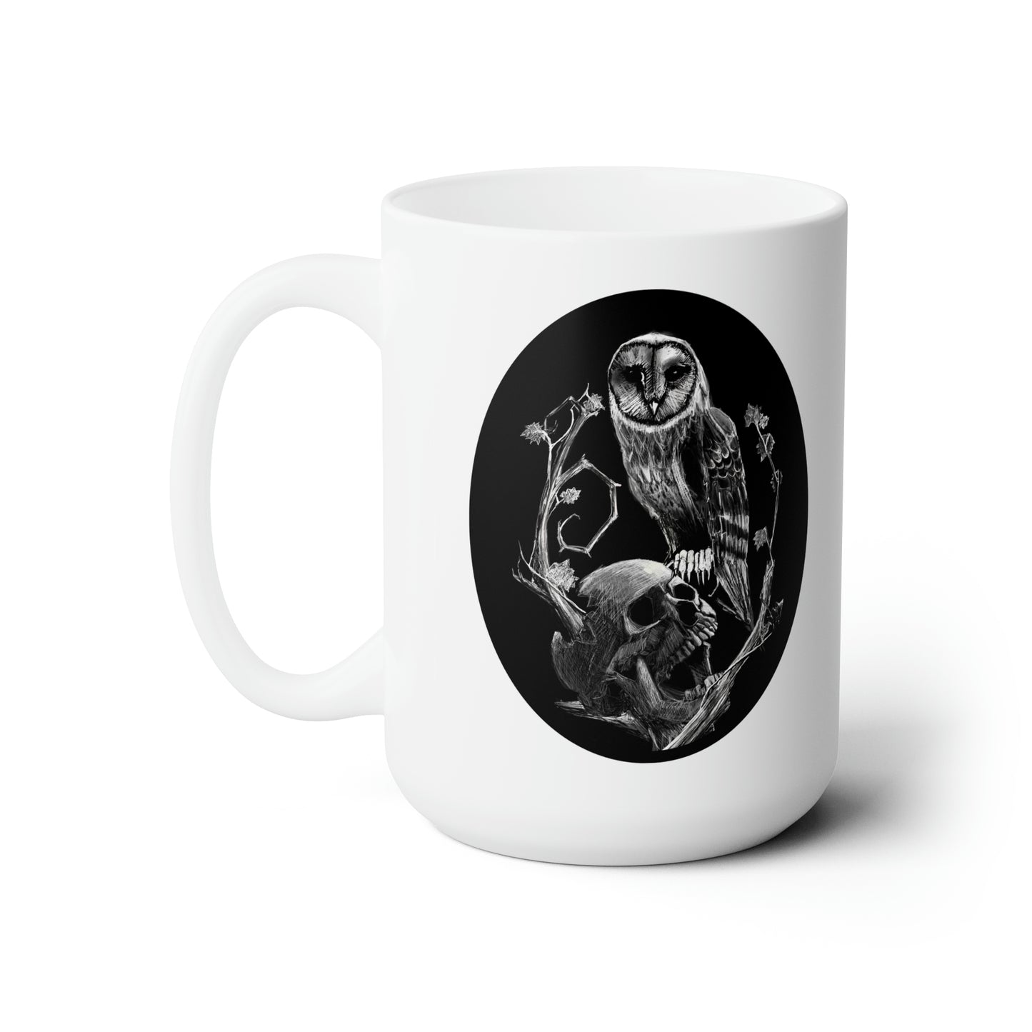 Skull and Owl Ceramic Mug 15oz