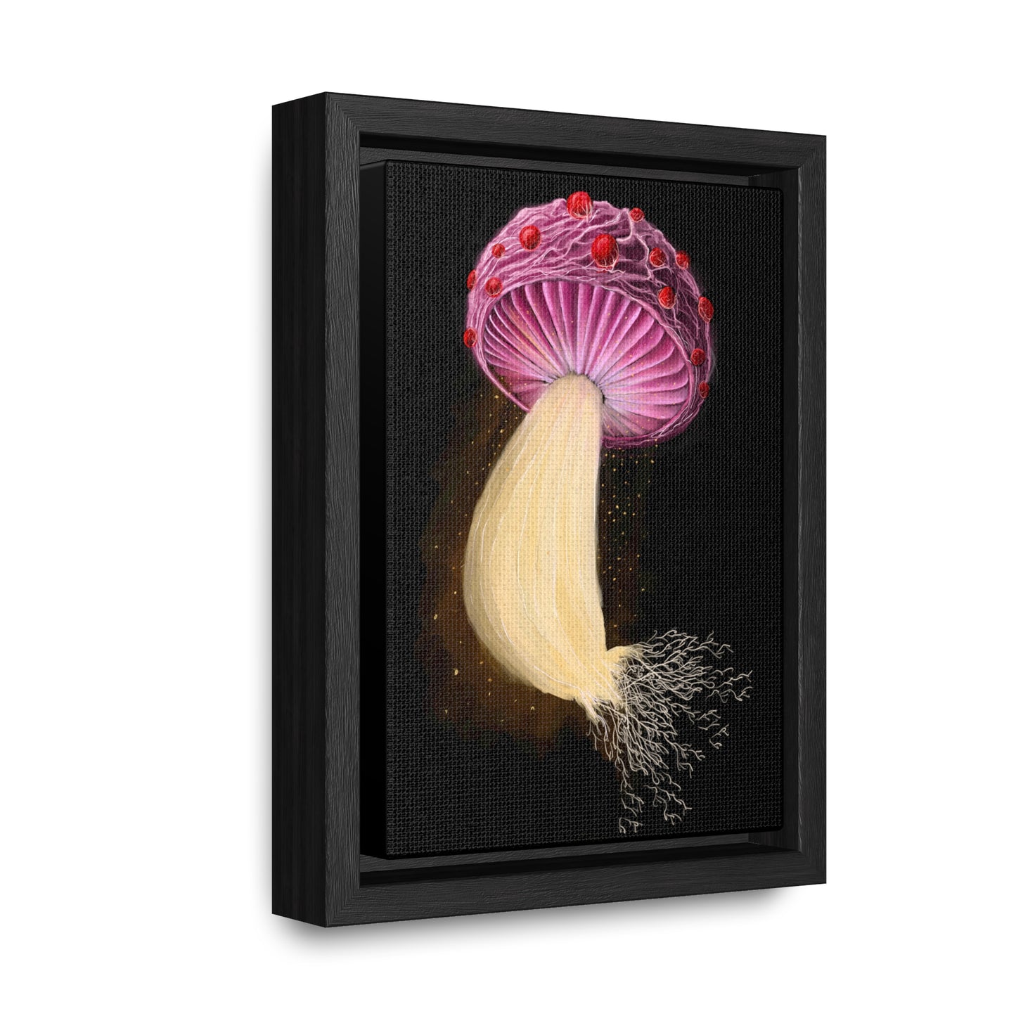 Mushroom with Spores Framed Gallery Canvas Wrap