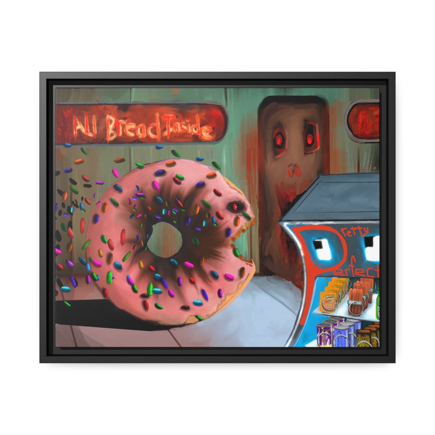 Baaad Donut! Matte Canvas, Black Frame