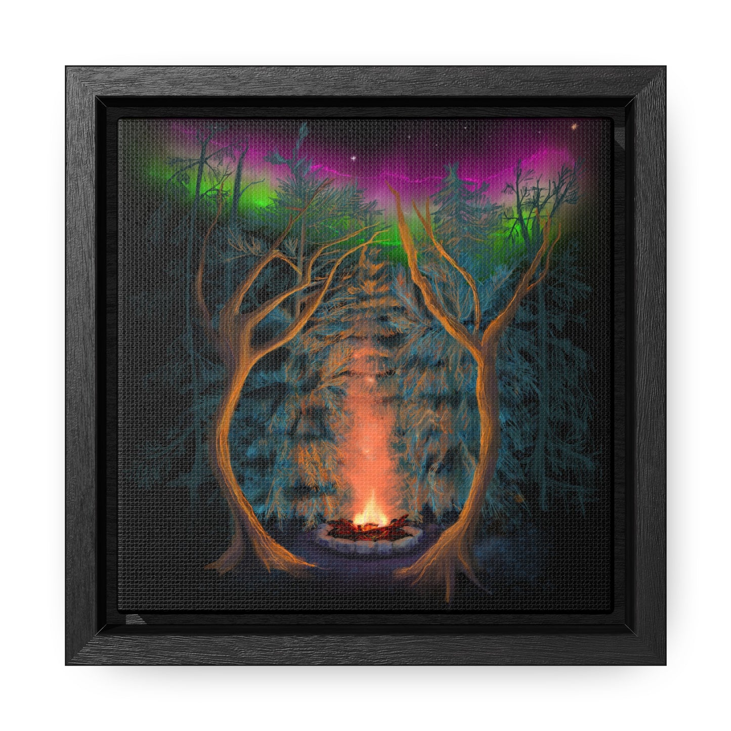 Northwoods Campfire Gallery Canvas Wrap framed