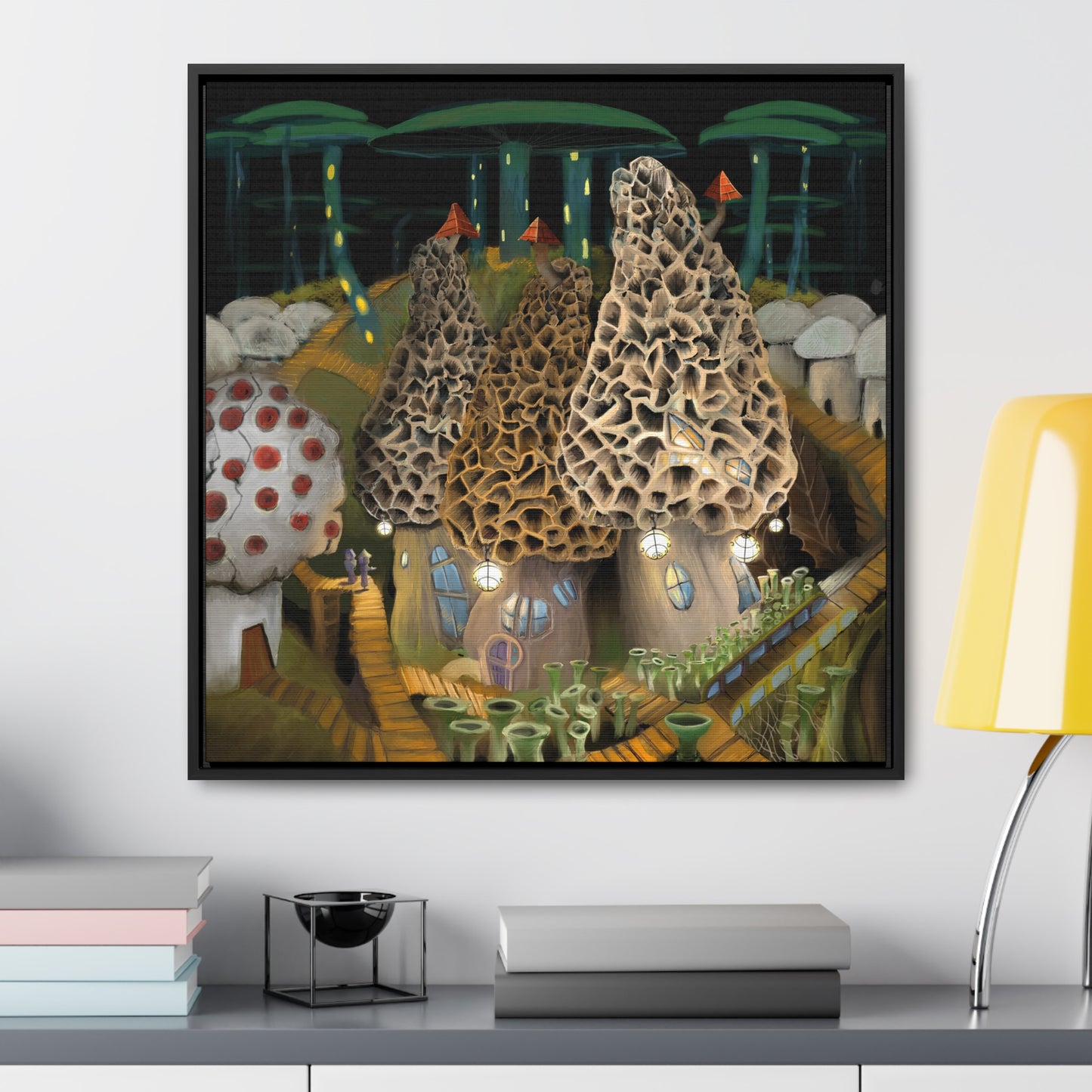 Mushroom City Outskirts Gallery Canvas Wrap, Square Frame