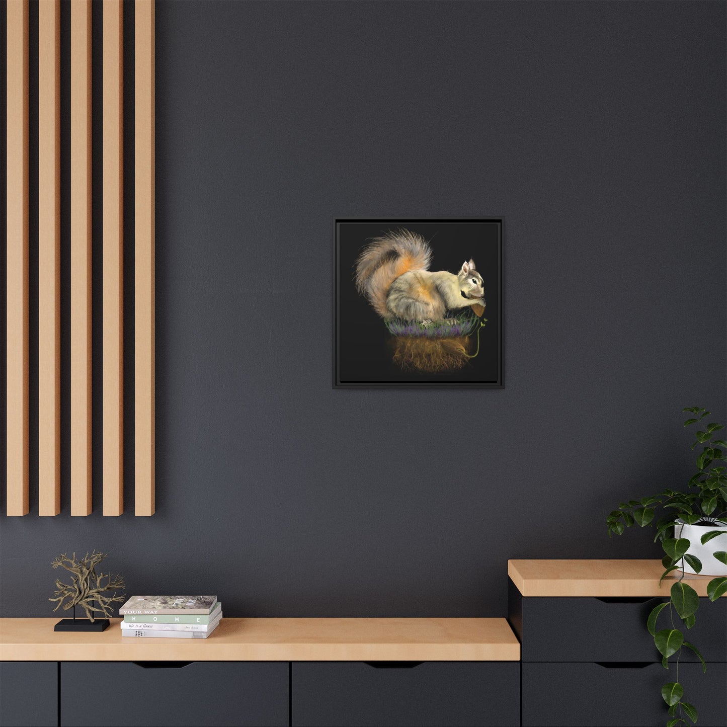 Fluffy Tree Planter Matte Canvas, Framed (Multi-color)