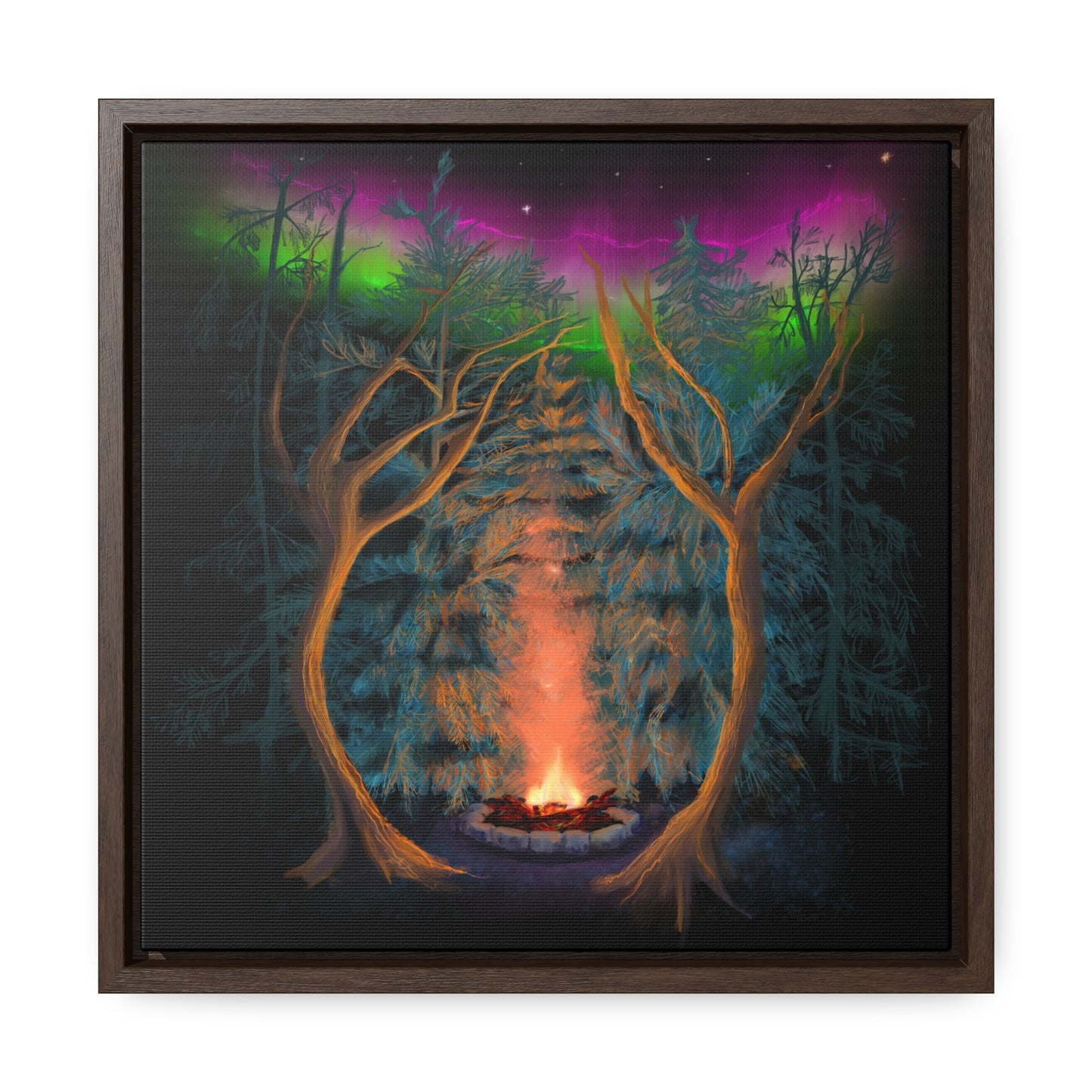 Northwoods Campfire Gallery Canvas Wrap framed