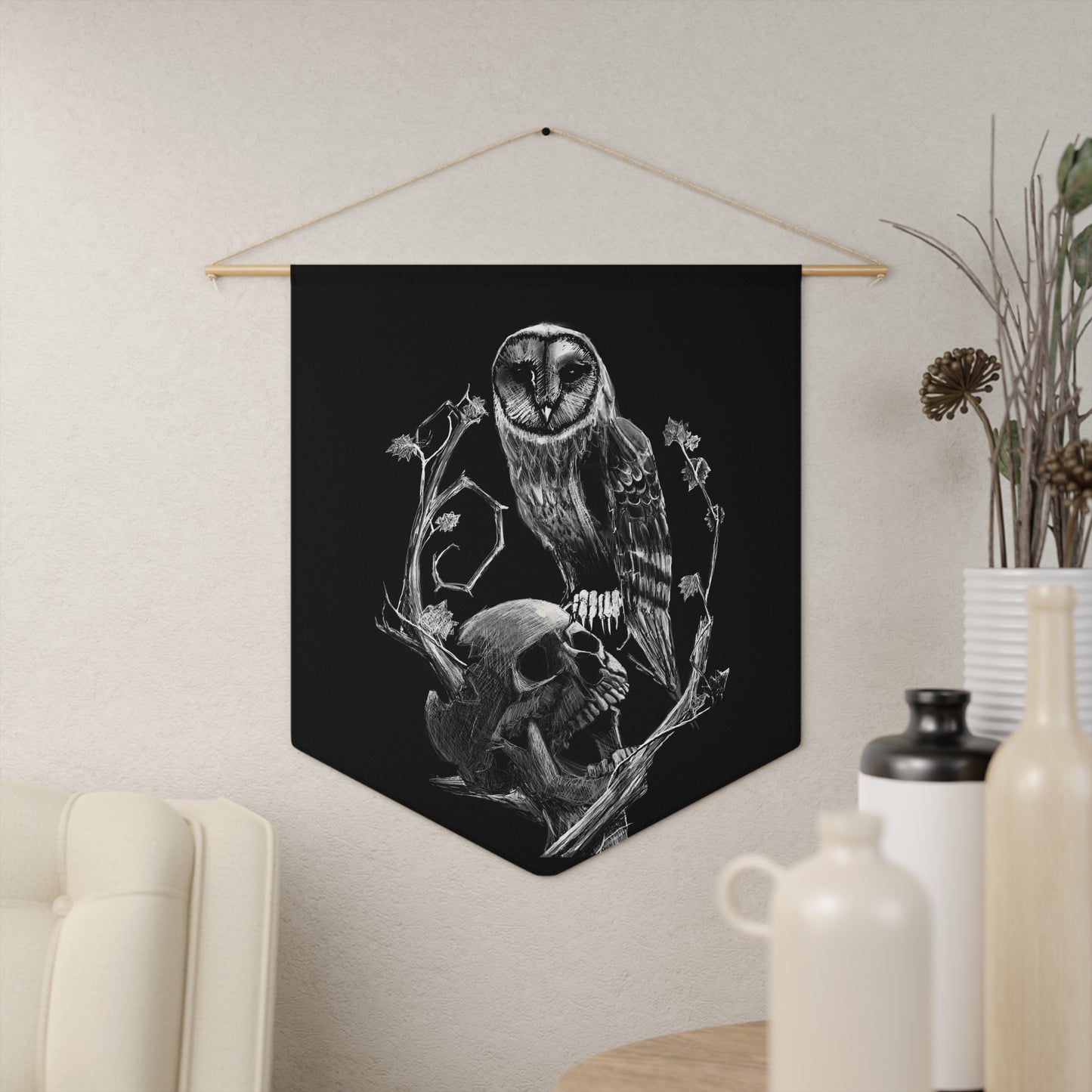 Skull and Owl Pennant