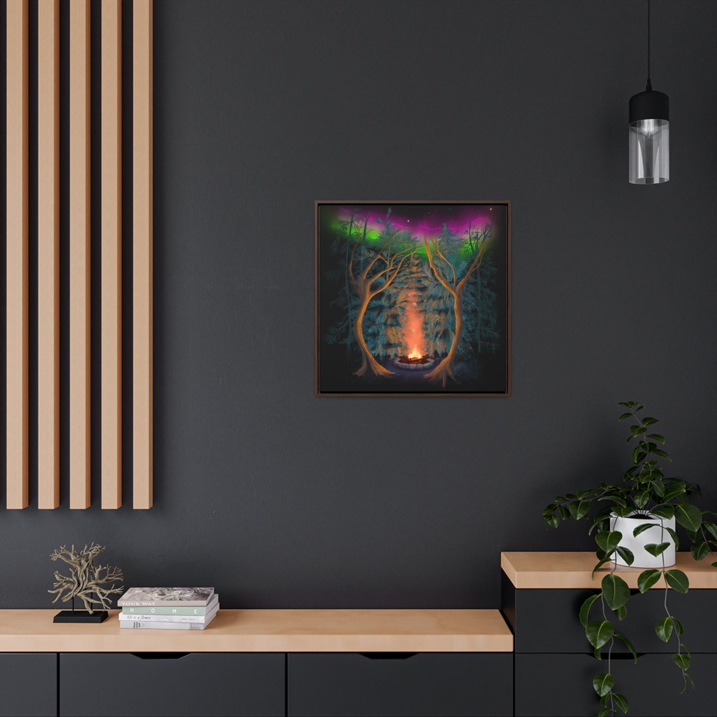Northwoods Campfire Gallery Canvas Wrap framed