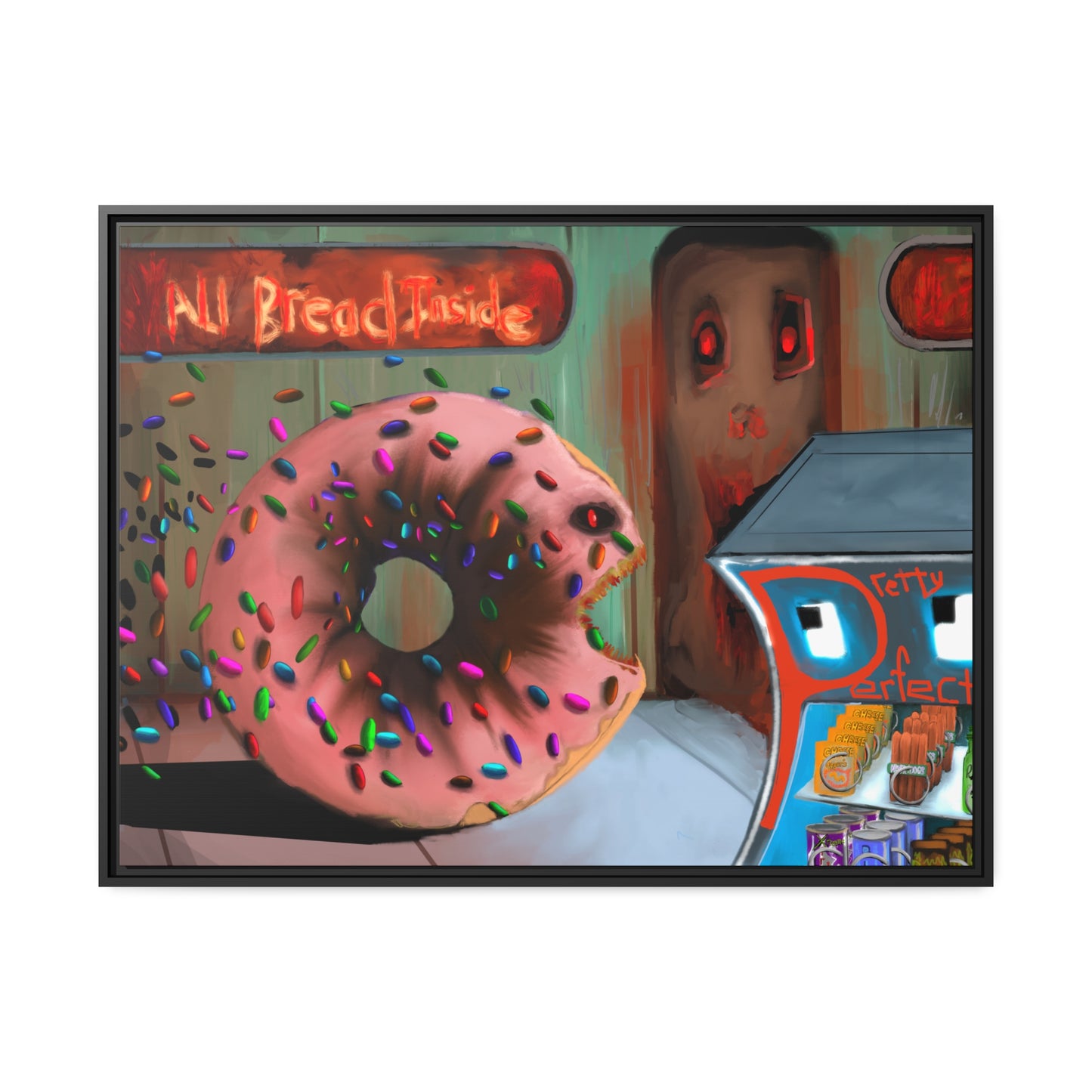 Baaad Donut! Matte Canvas, Black Frame
