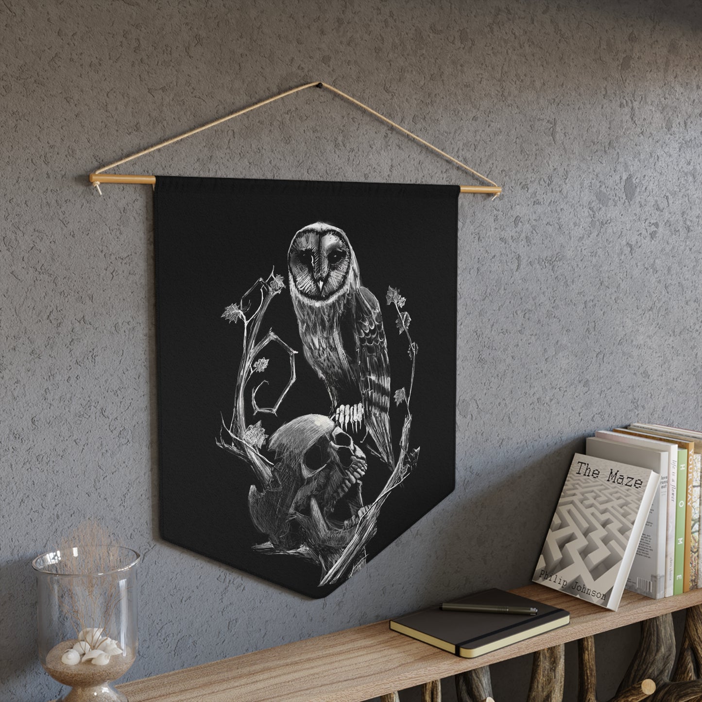 Skull and Owl Pennant