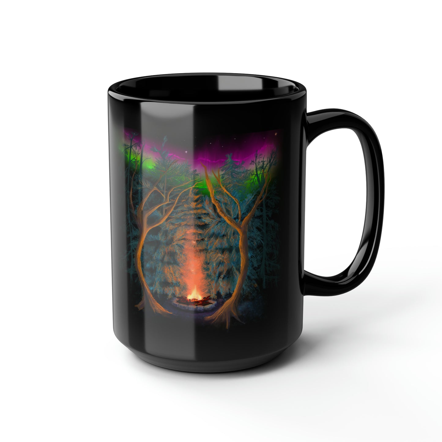 Northwoods Campfire Black Mug, 15oz