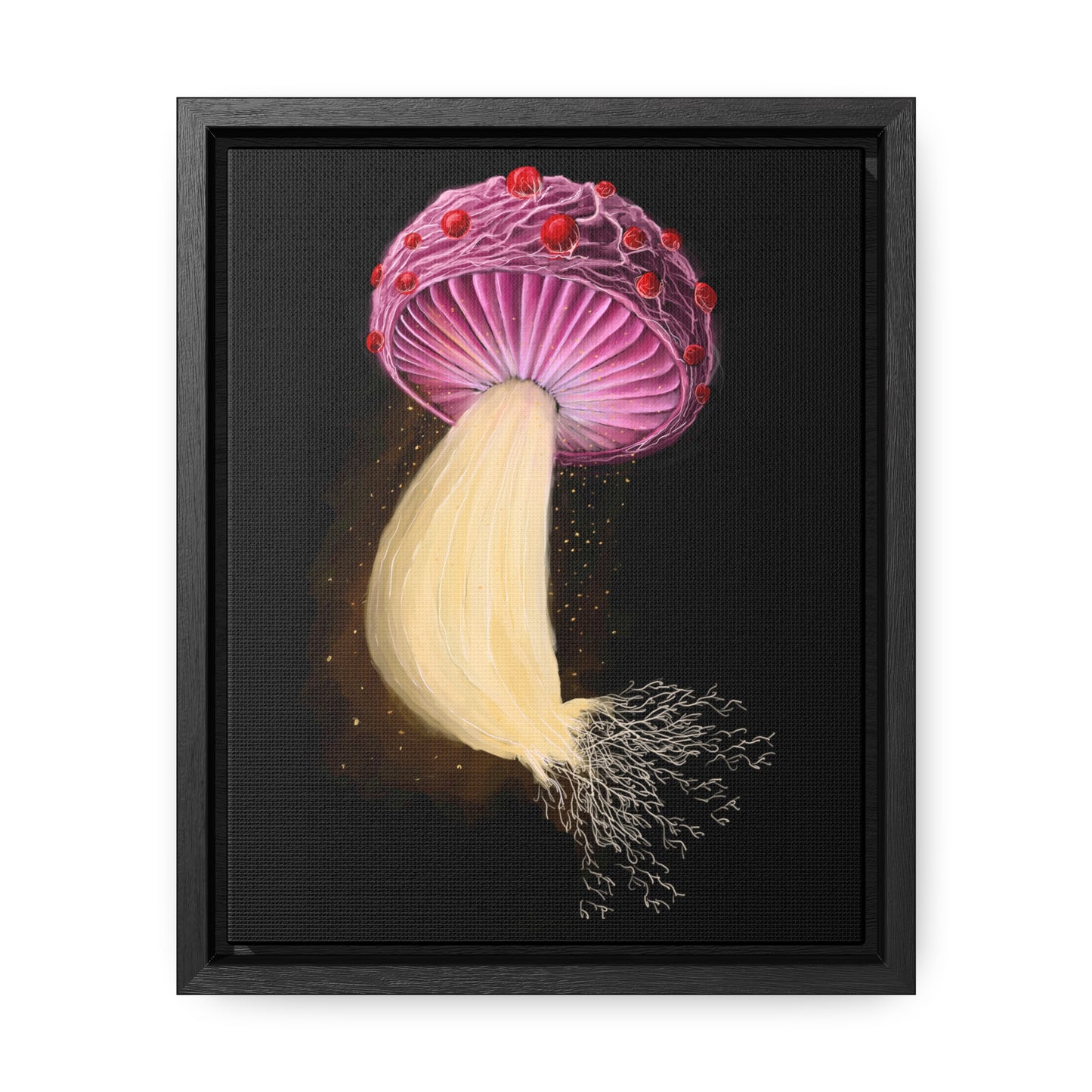 Mushroom with Spores Framed Gallery Canvas Wrap