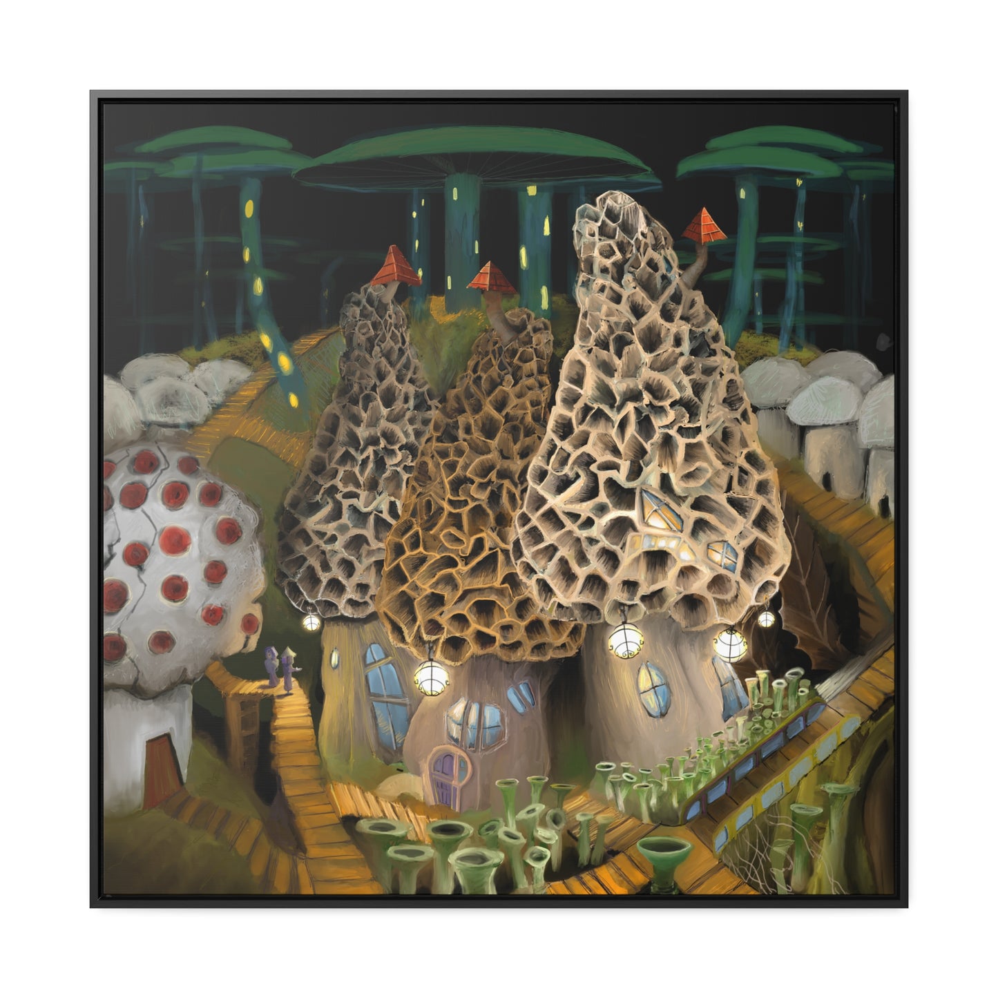 Mushroom City Outskirts Gallery Canvas Wrap, Square Frame