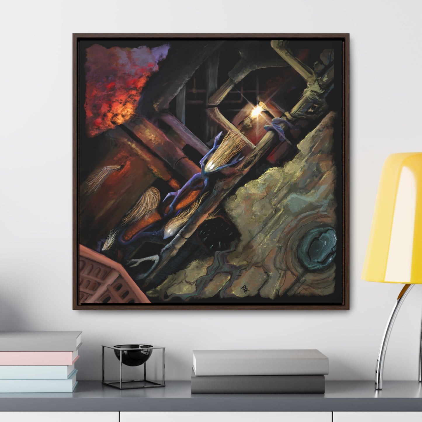 What Dwells in the Pipes Gallery Canvas Wrap in Square Frame