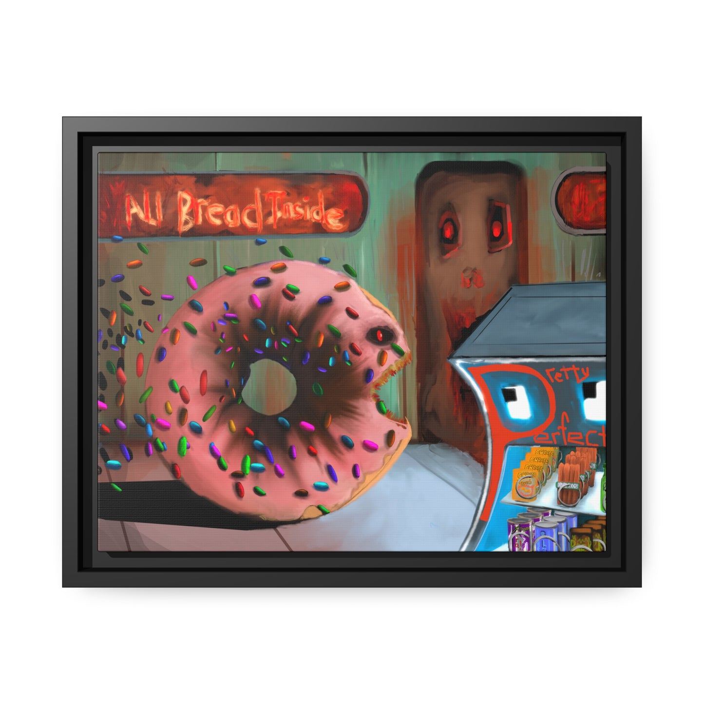 Baaad Donut! Matte Canvas, Black Frame