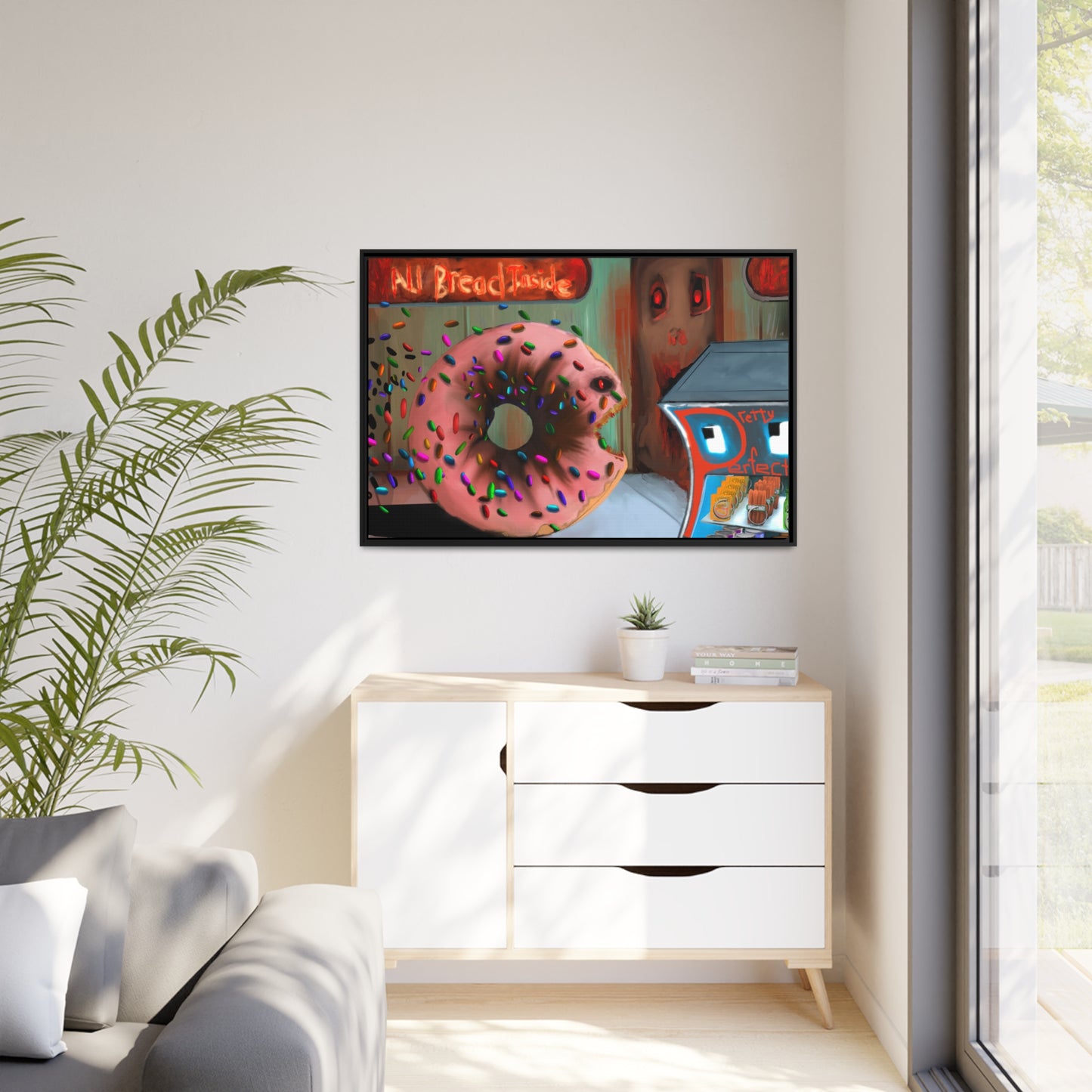 Baaad Donut! Matte Canvas, Black Frame