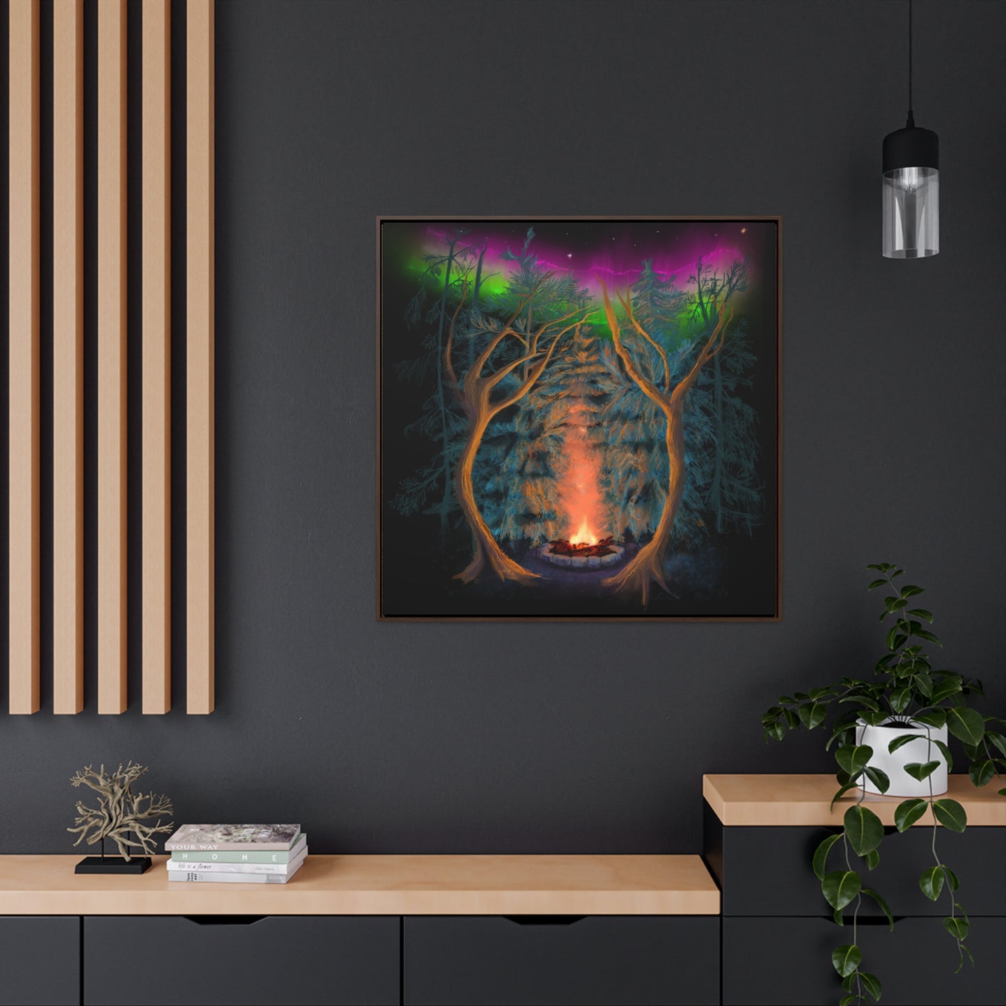 Northwoods Campfire Gallery Canvas Wrap framed