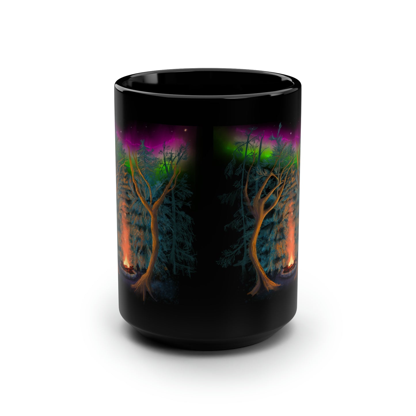 Northwoods Campfire Black Mug, 15oz