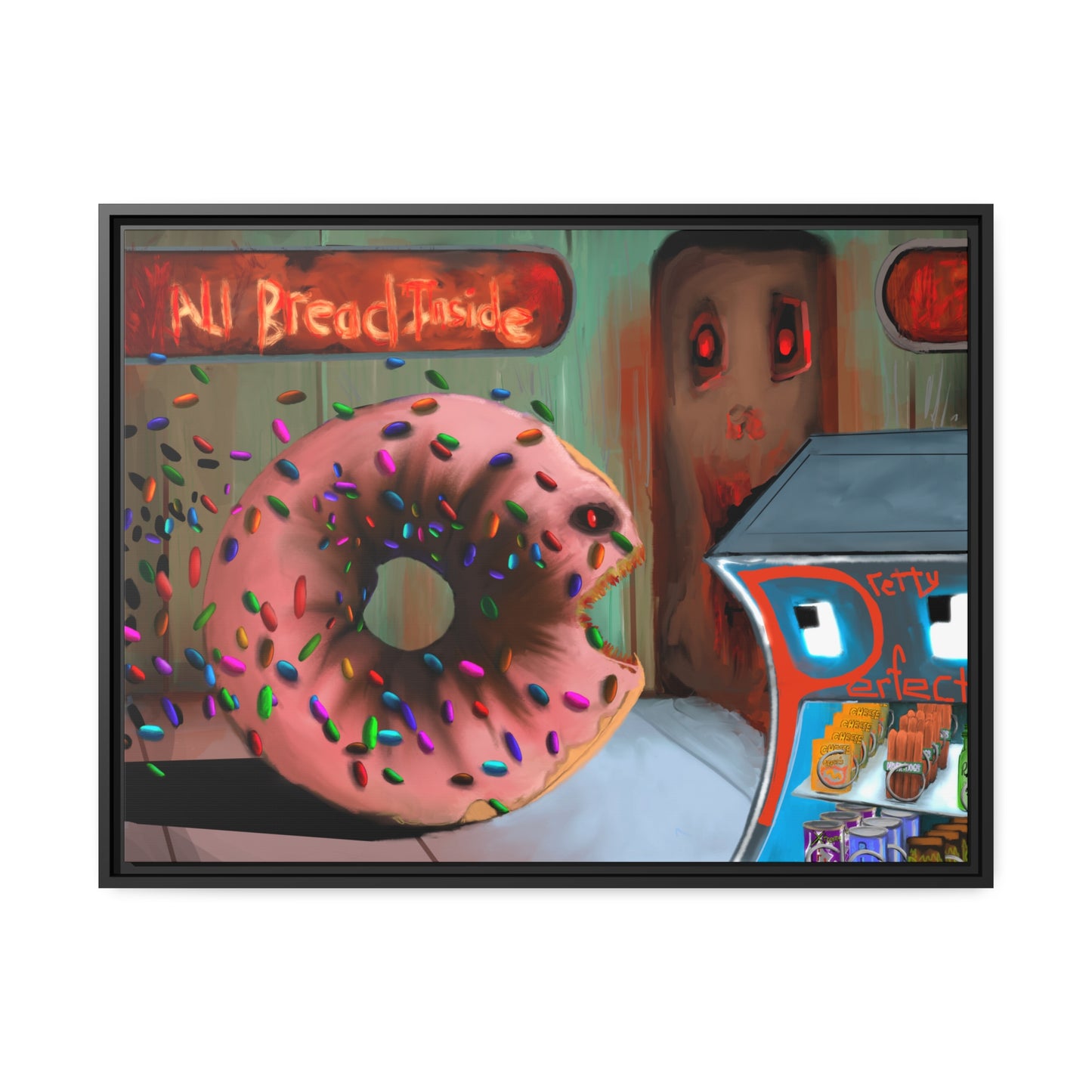 Baaad Donut! Matte Canvas, Black Frame