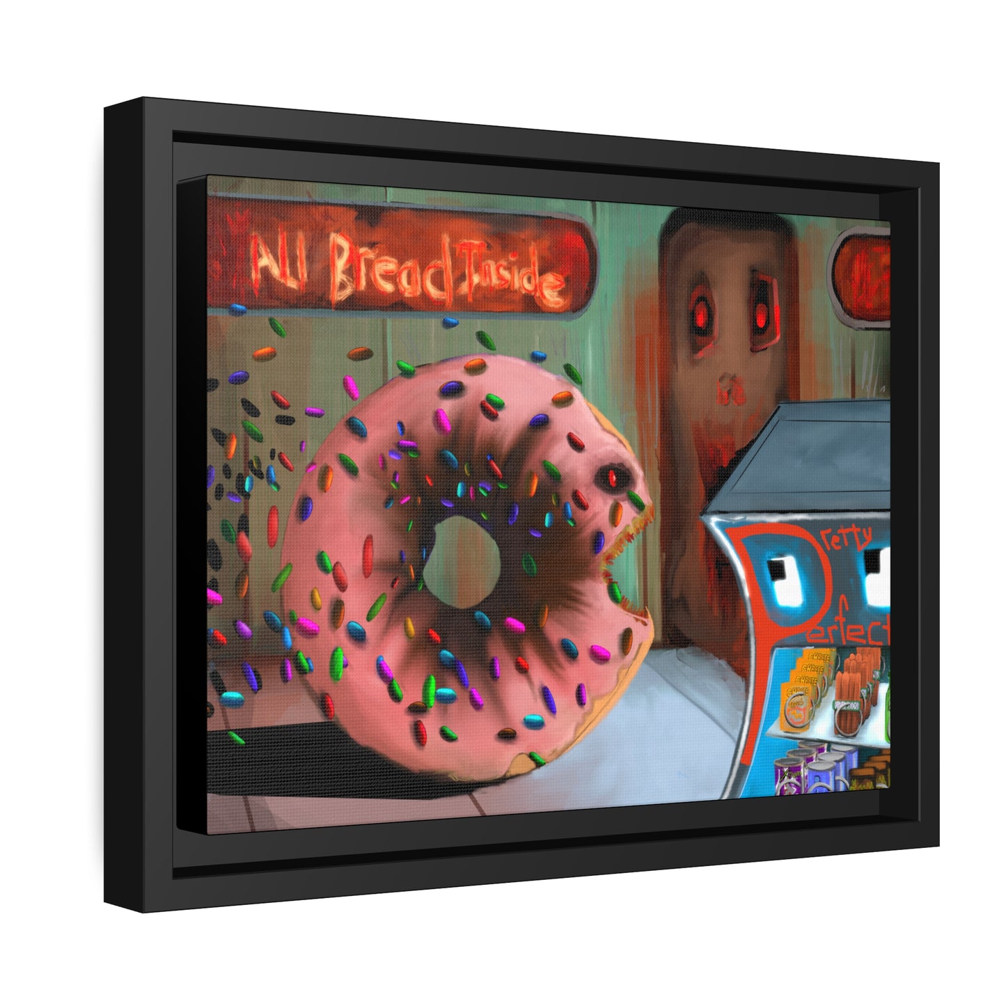 Baaad Donut! Matte Canvas, Black Frame