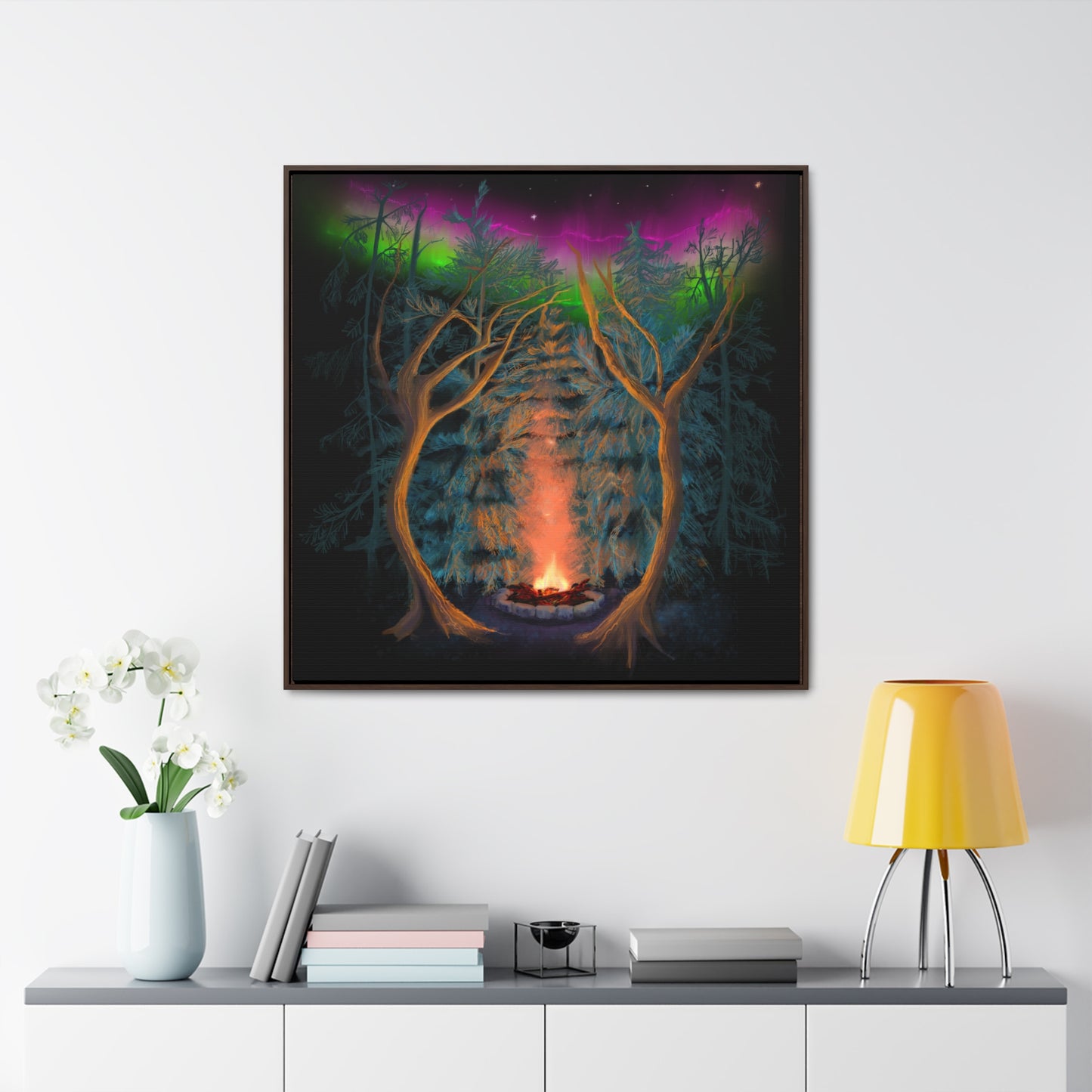 Northwoods Campfire Gallery Canvas Wrap framed