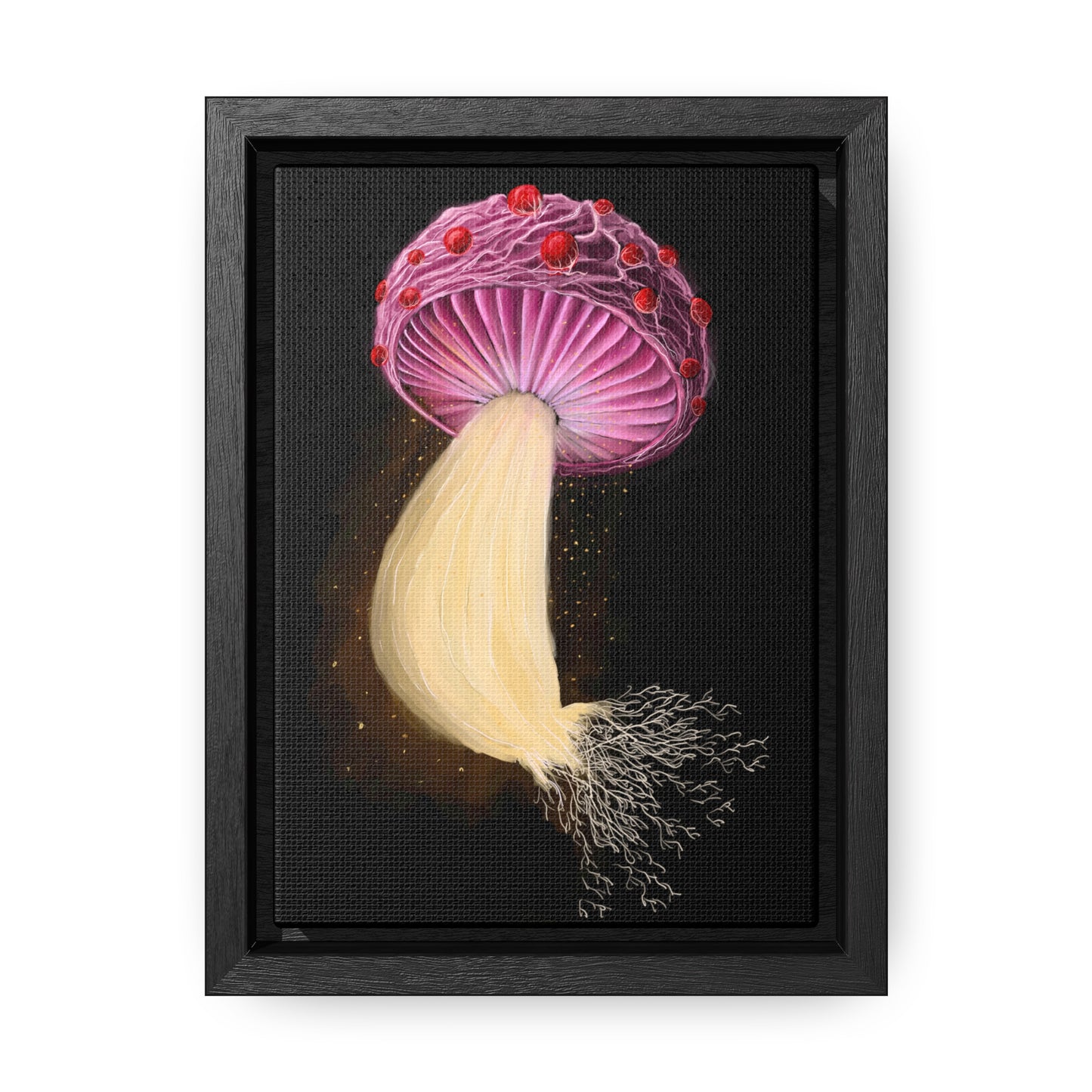 Mushroom with Spores Framed Gallery Canvas Wrap
