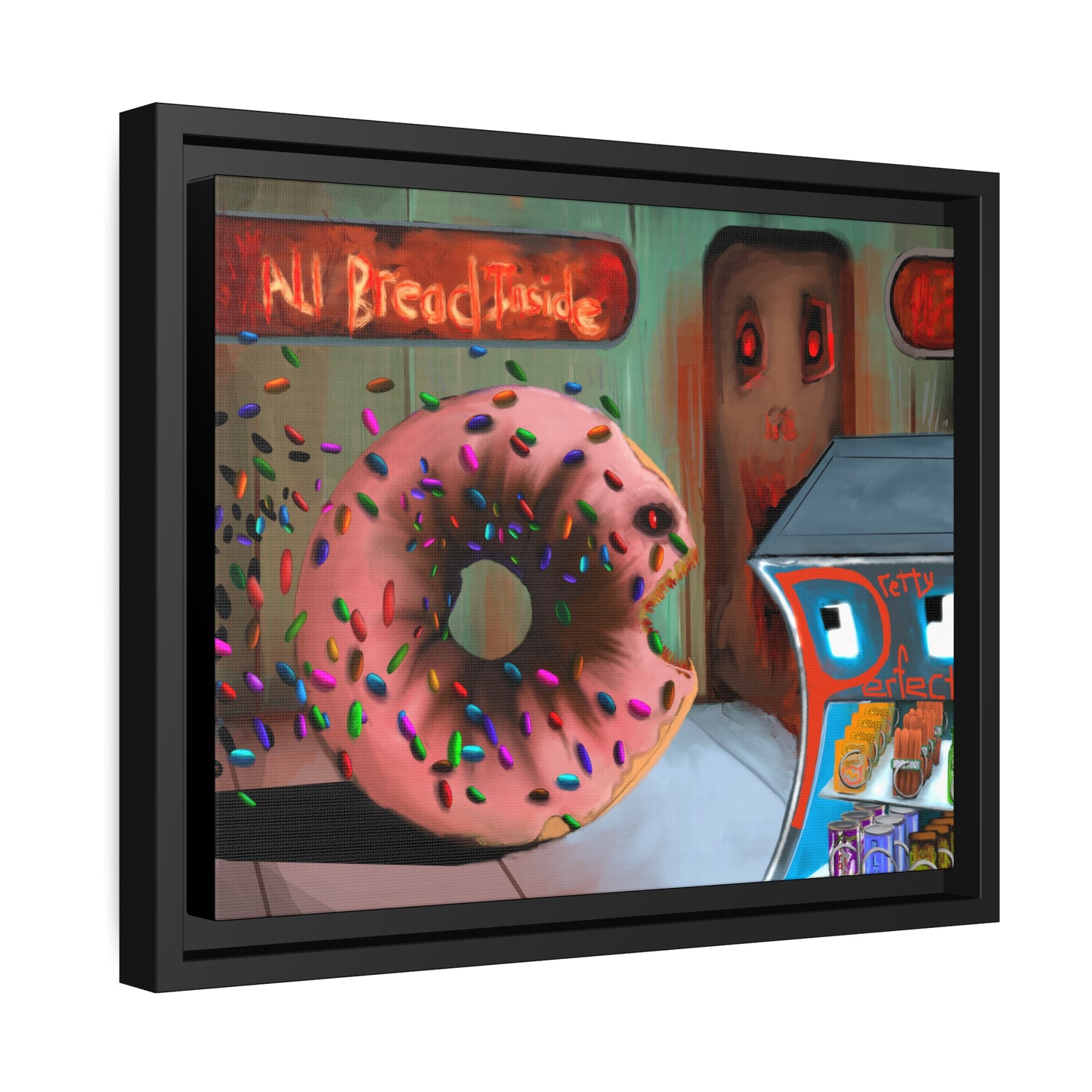 Baaad Donut! Matte Canvas, Black Frame