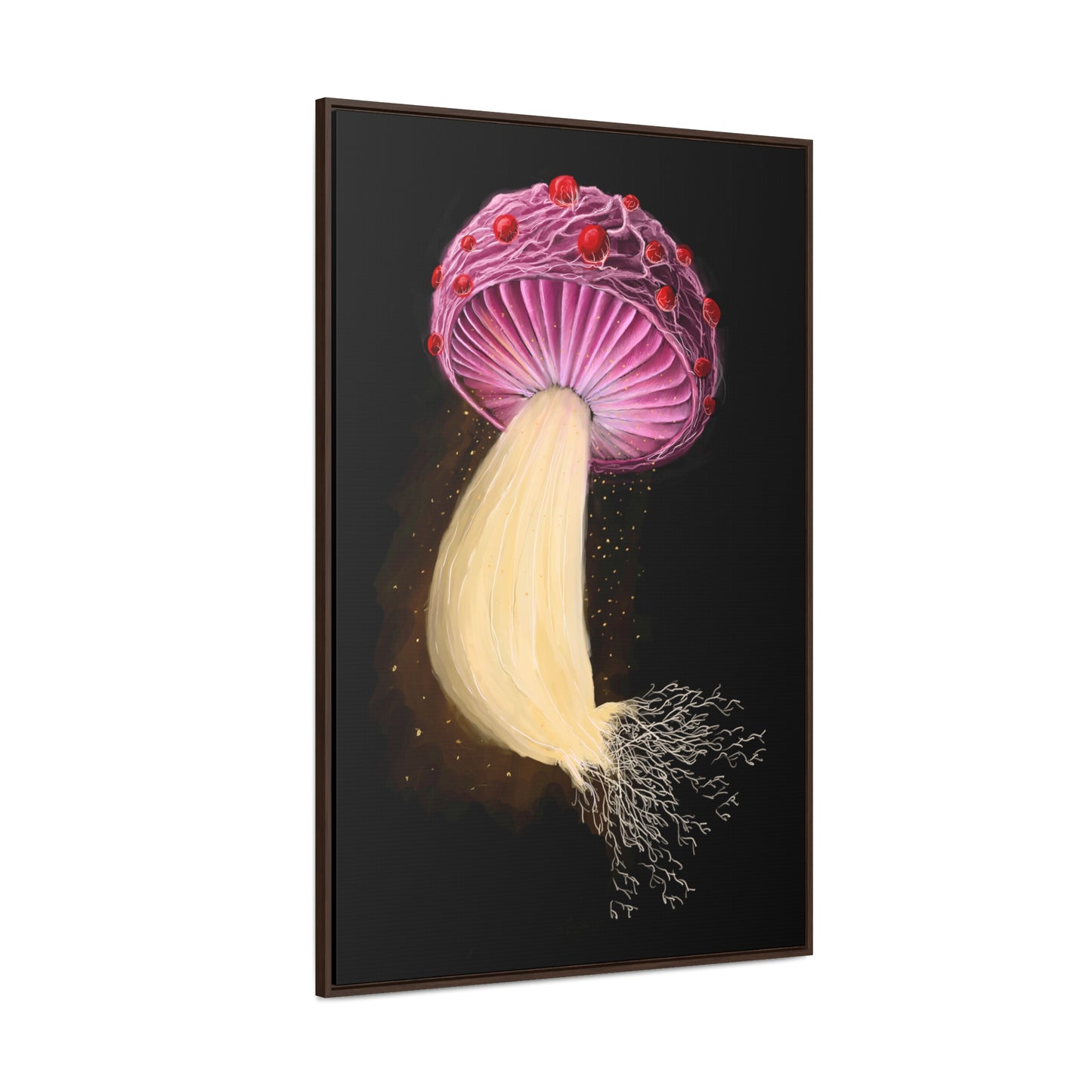 Mushroom with Spores Framed Gallery Canvas Wrap