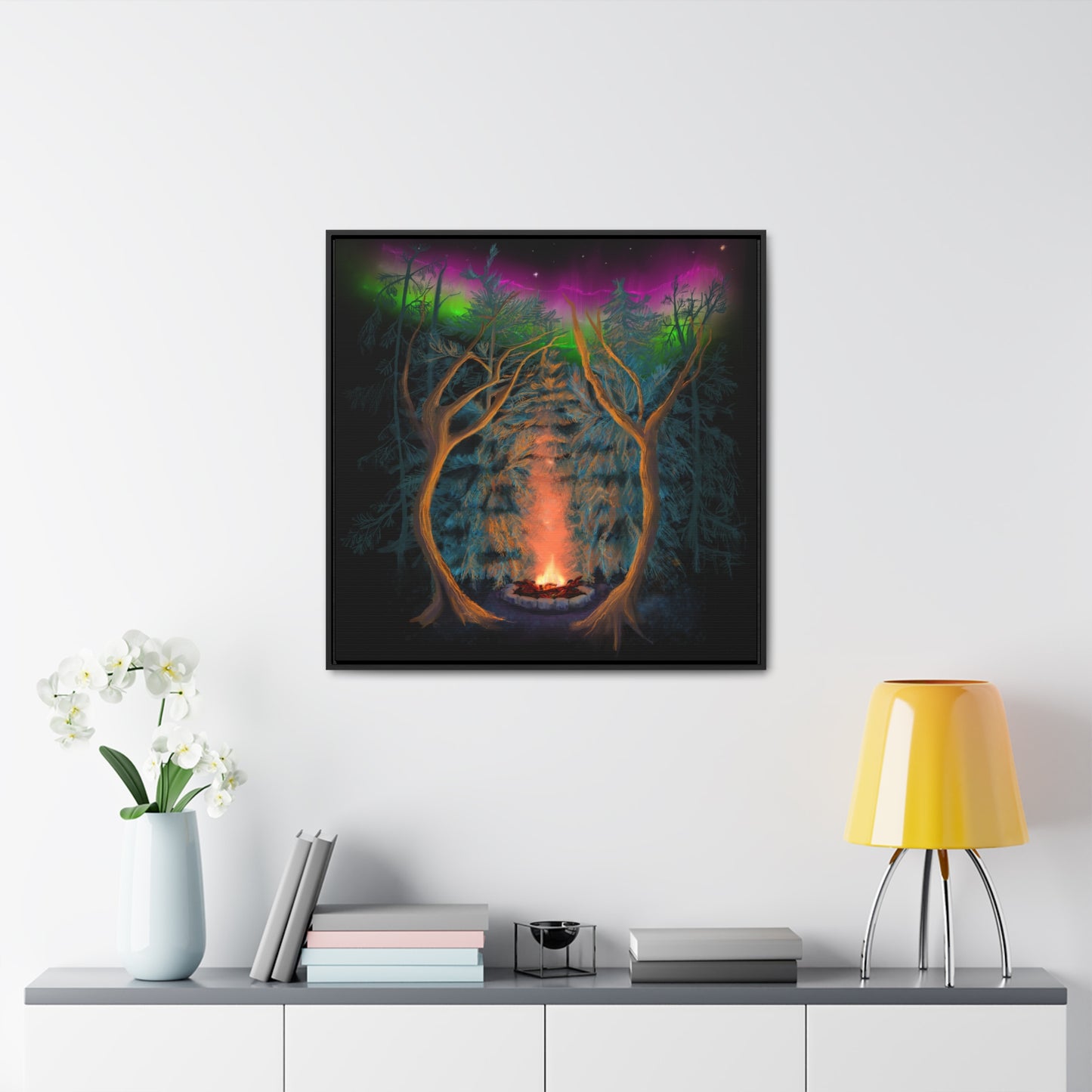 Northwoods Campfire Gallery Canvas Wrap framed