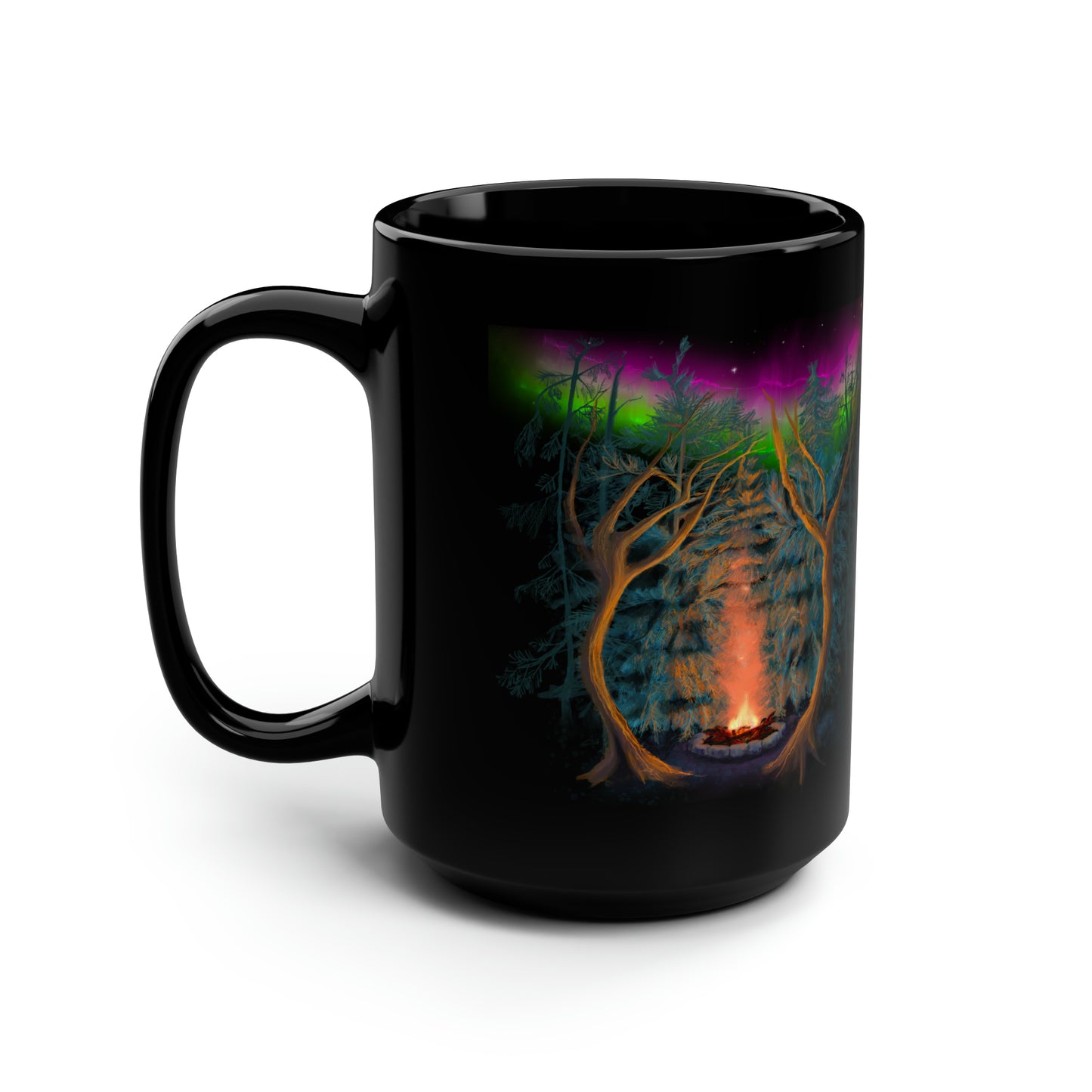 Northwoods Campfire Black Mug, 15oz