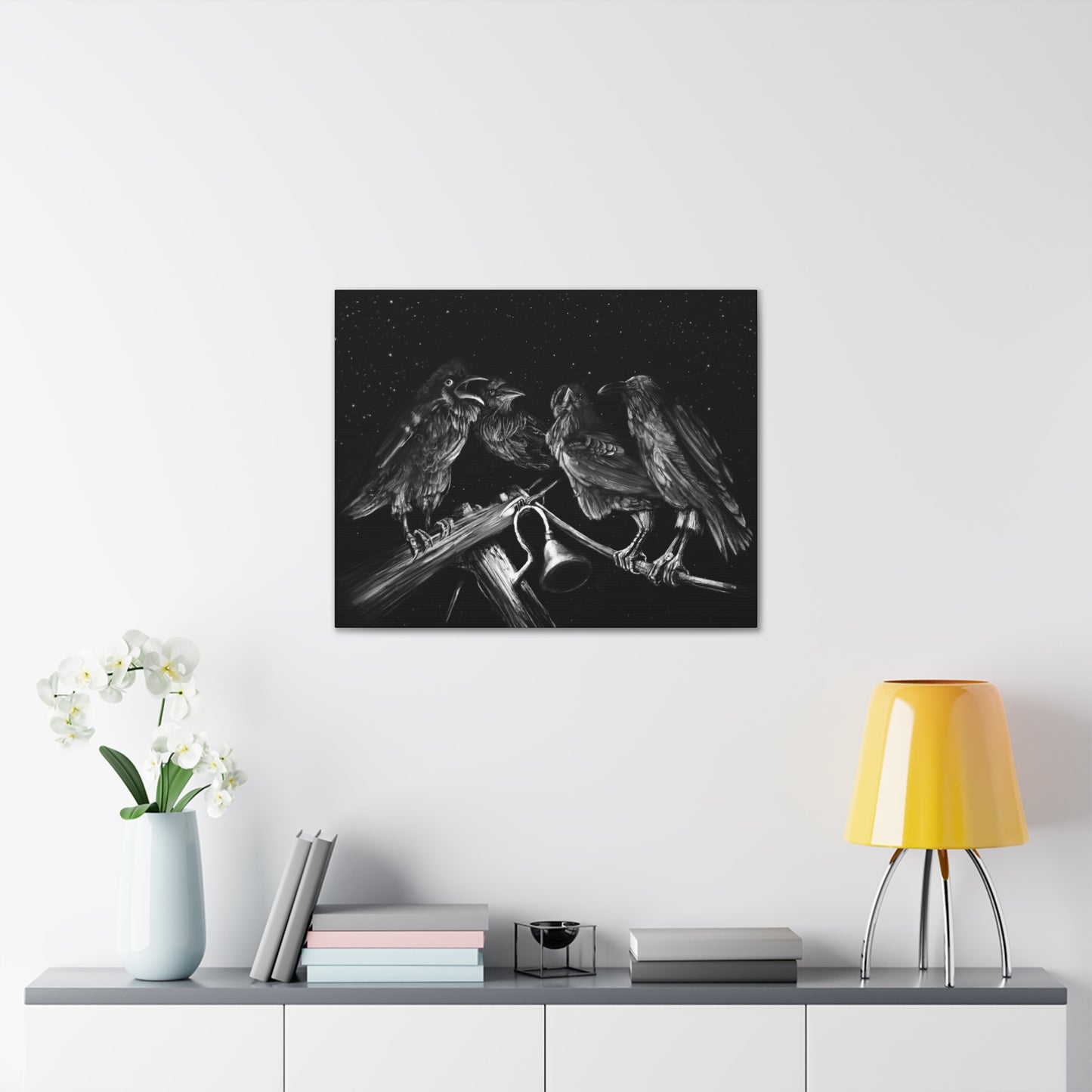 Ravens Musing at the Stars Canvas Gallery Wrap