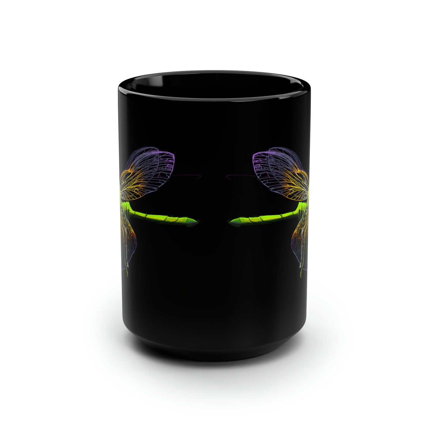Dragonfly Black Mug, 15oz