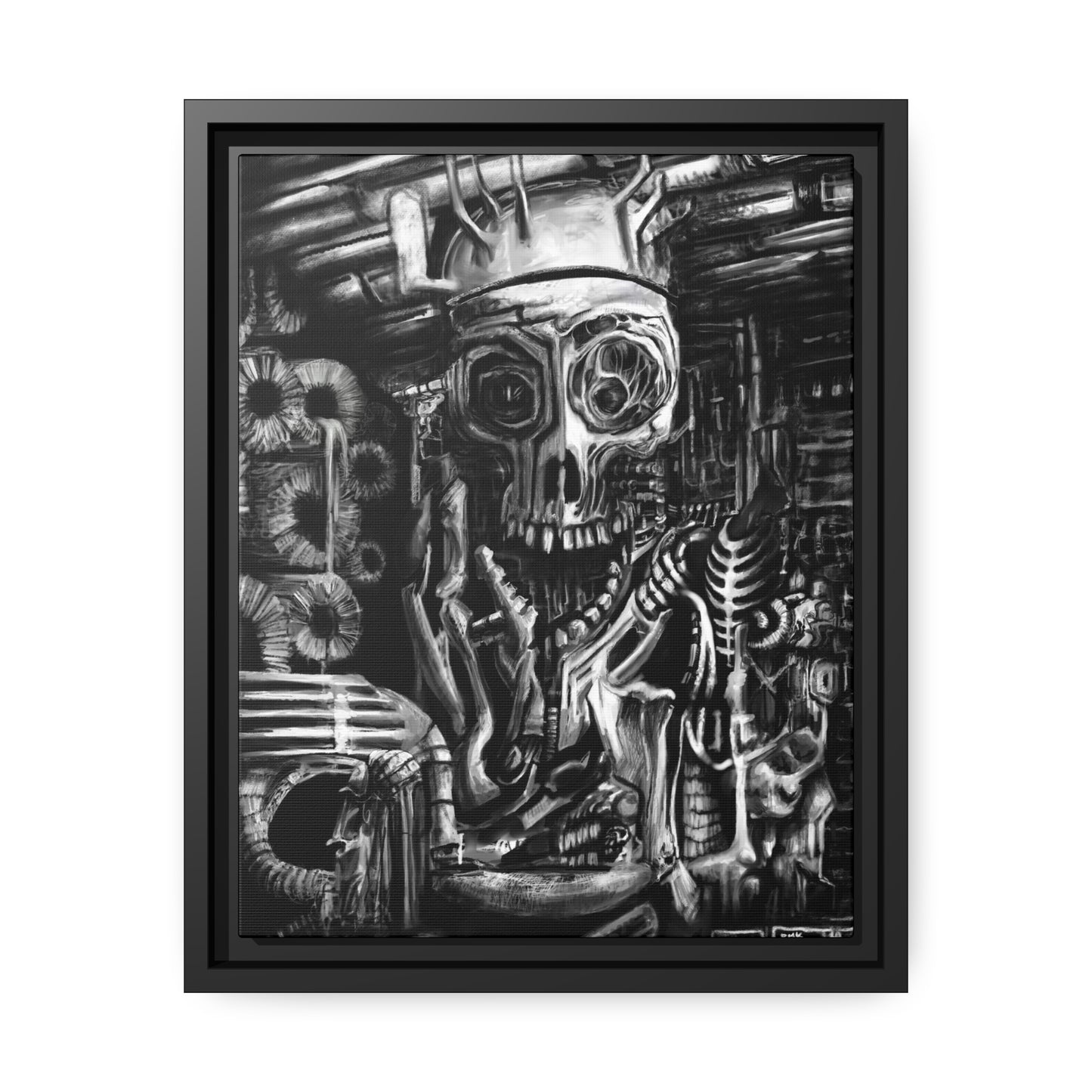 Biomechanical Mass Matte Canvas in Black Frame