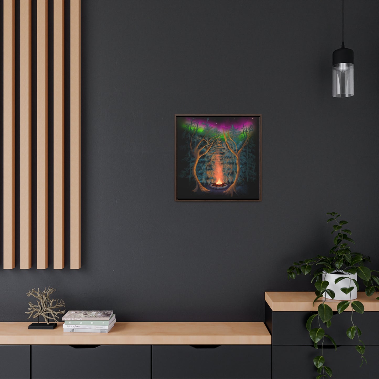 Northwoods Campfire Gallery Canvas Wrap framed