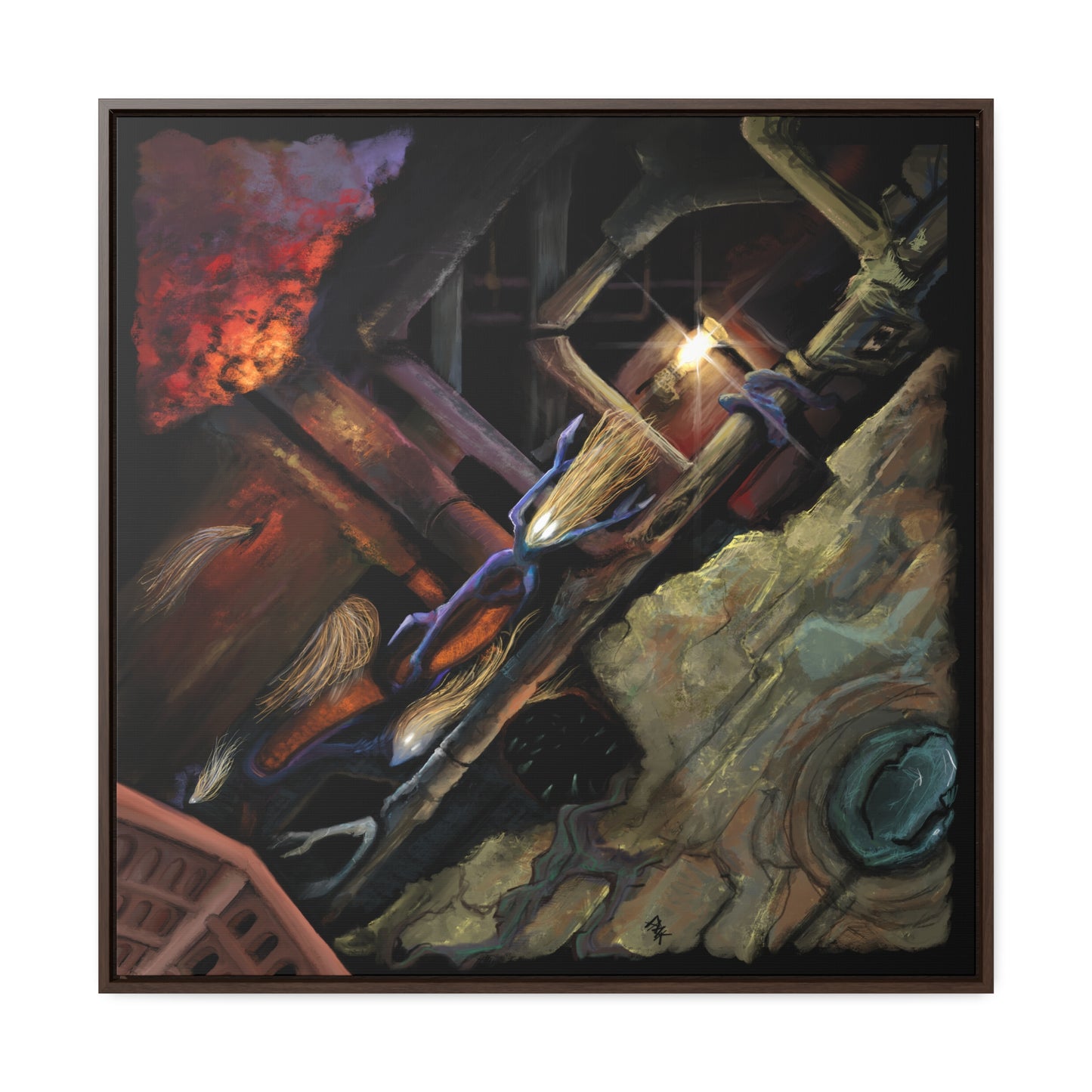 What Dwells in the Pipes Gallery Canvas Wrap in Square Frame