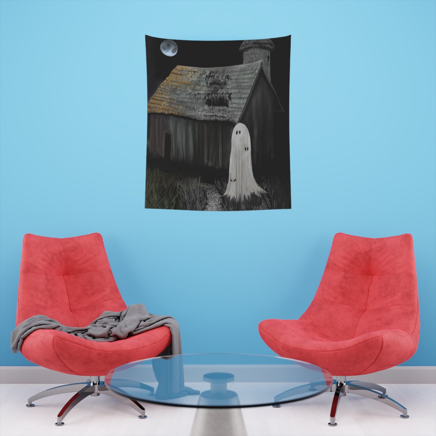 Haunted Barn Printed Wall Tapestry