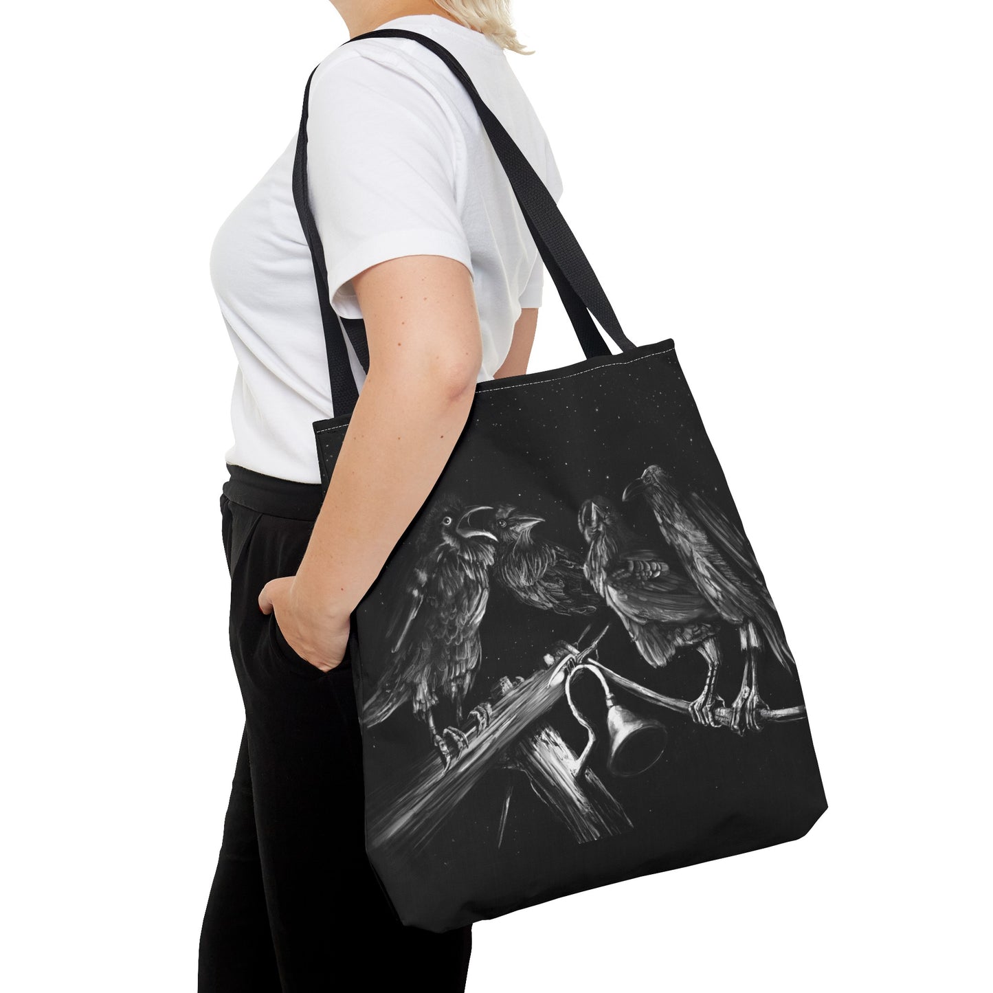 Ravens Muse at the Stars Tote Bag