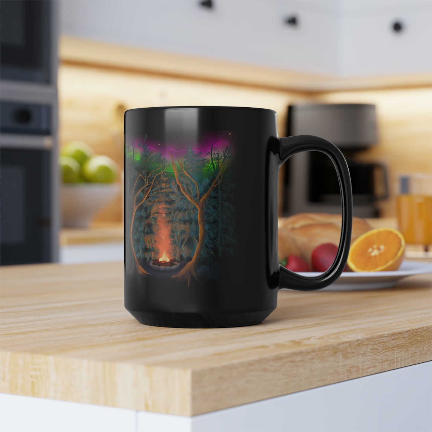 Northwoods Campfire Black Mug, 15oz